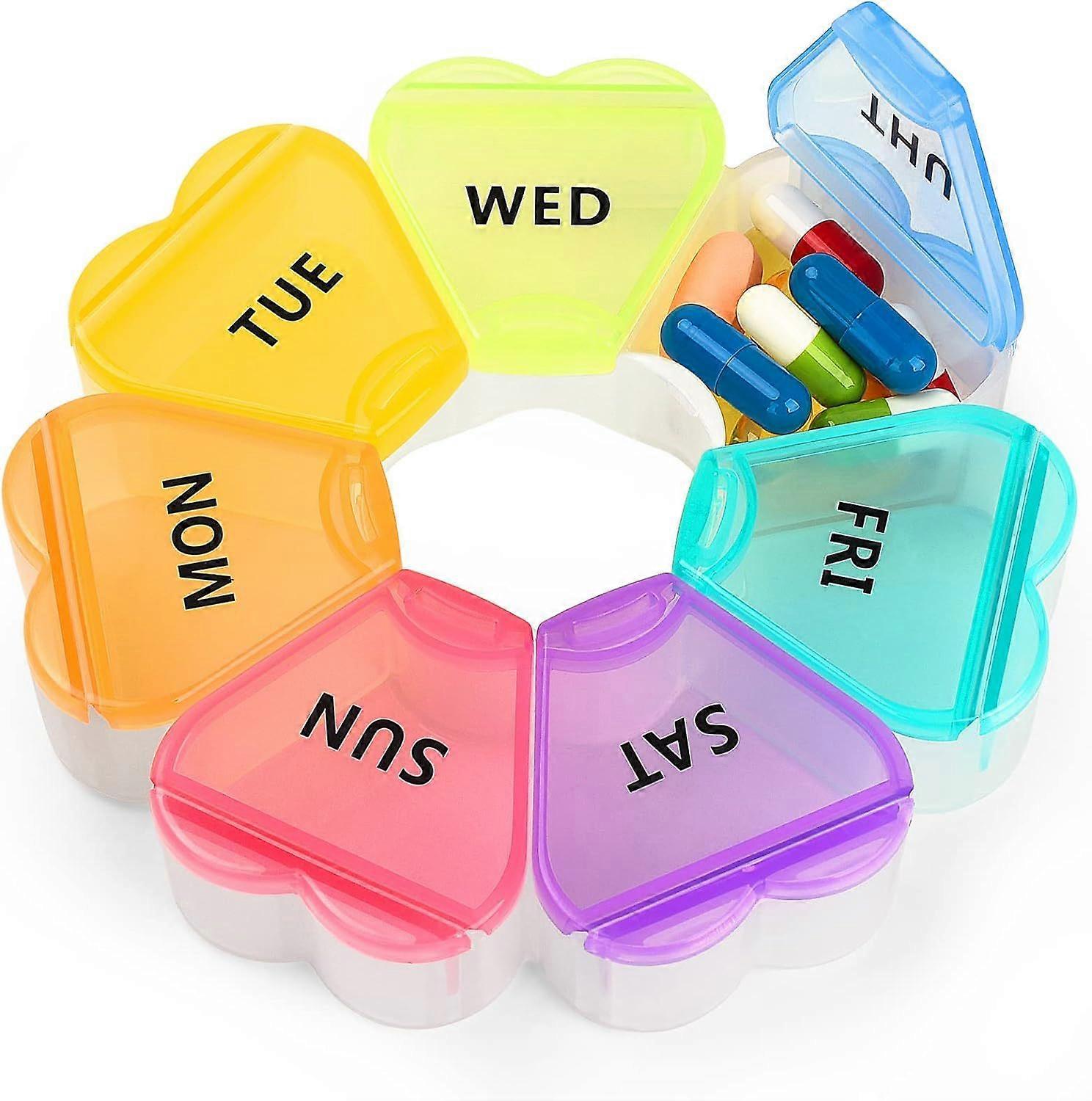 1pc 7 Compartments Plastic Pill Box Sealed Waterproof Colorful for Travel Multicolor