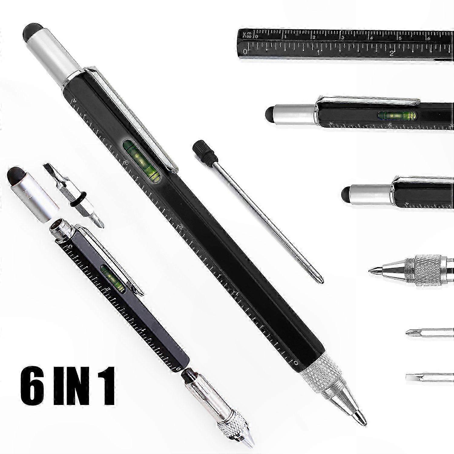 6-in-1 Precision Levelling Tool with Touch Metal Capacitive Pen, Black Scale Equipment