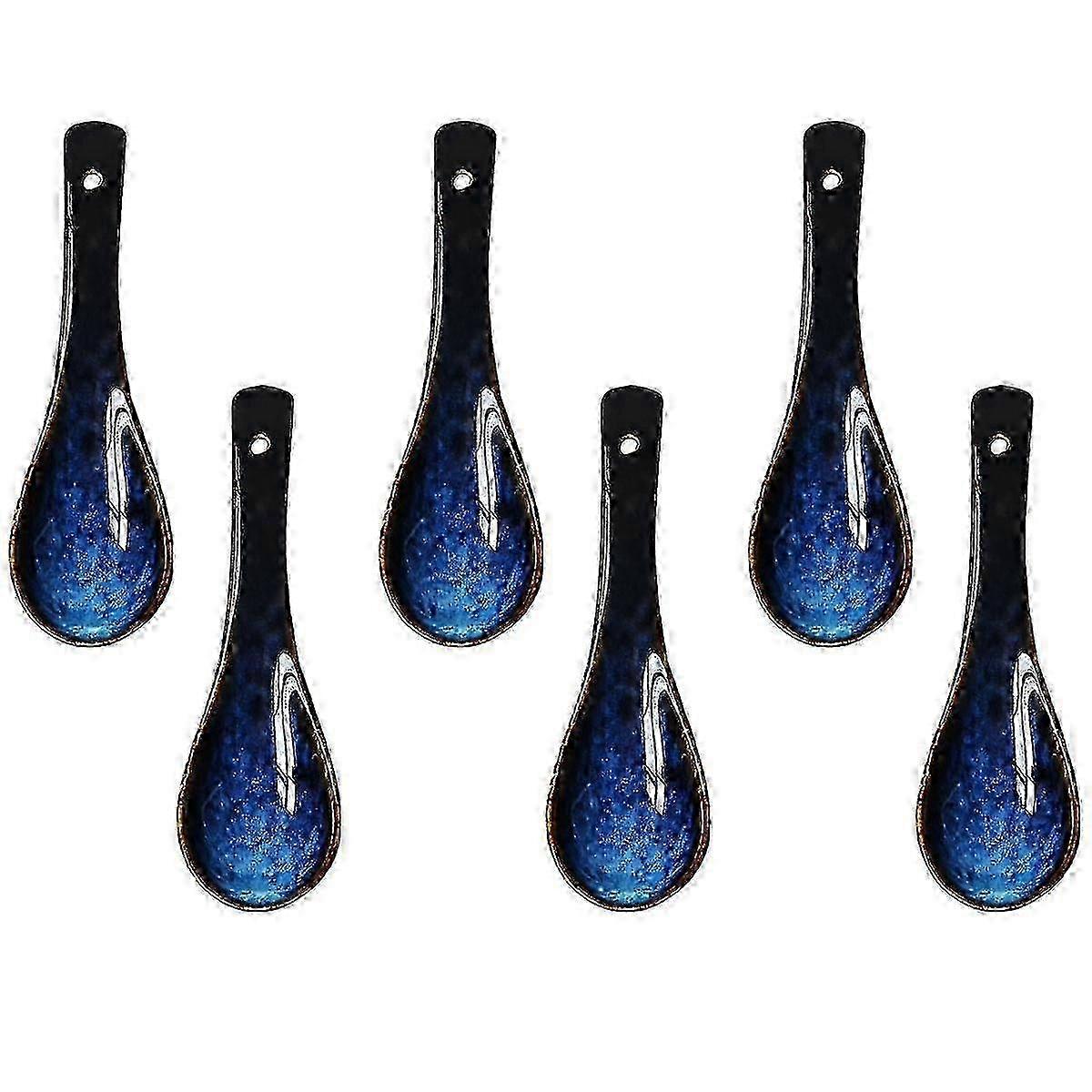Porcelain Soup Spoons Set for Serving Cereal, Ramen & Rice Noodles by Aurora