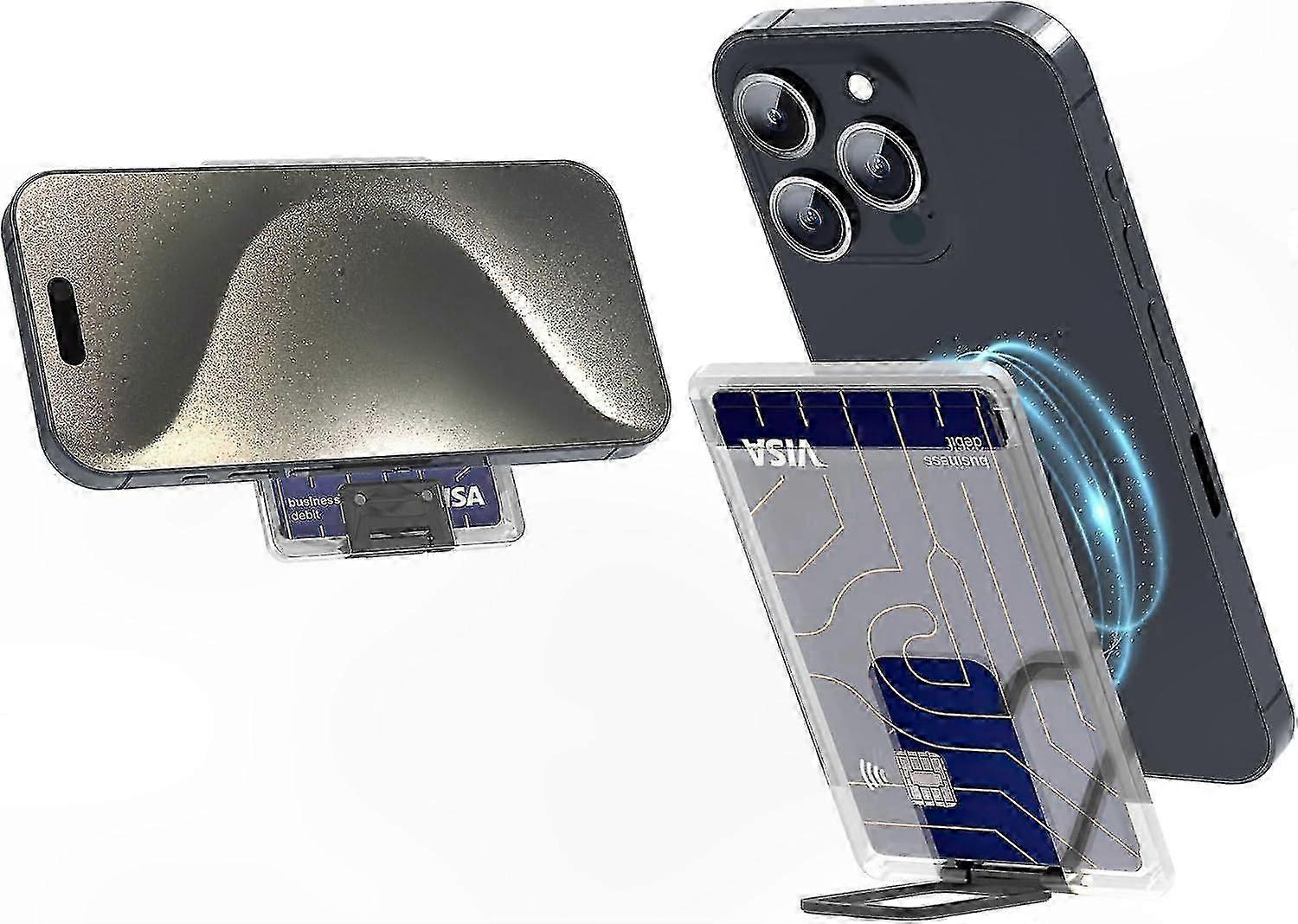 Magnetic Card Holder with Adjustable Stand for 15/14/13/12, 2-Slot Wallet