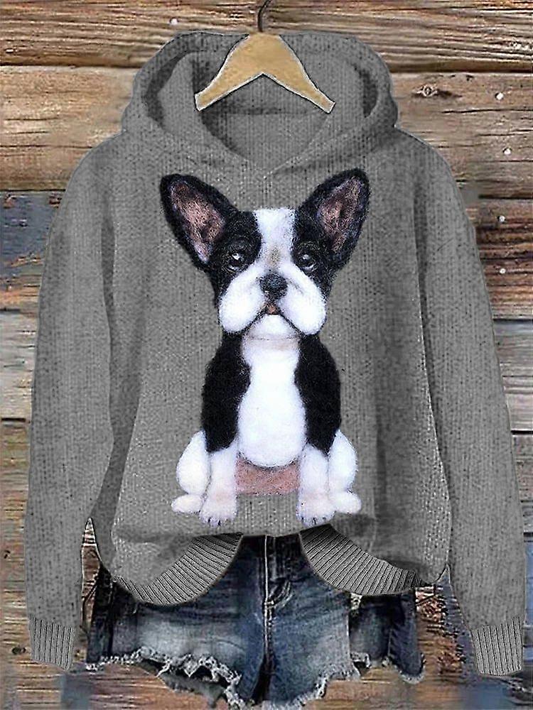 Thick Needle Cloth Women's Autumn And Winter Hoodie Simple Pet Style Sweatshirt 3D Printed Casual