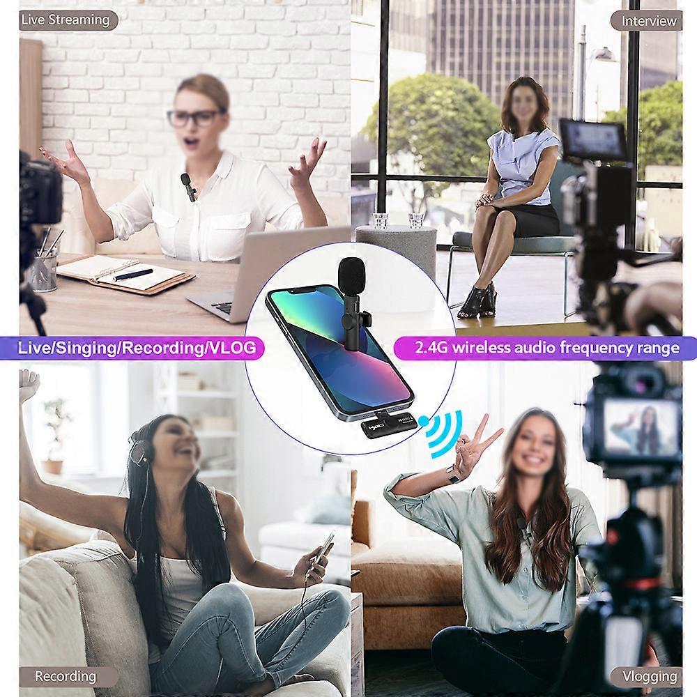 HXSJ F18 2.4G Wireless Microphone for Live Streaming and Vlogging, 20m Range, Type-C