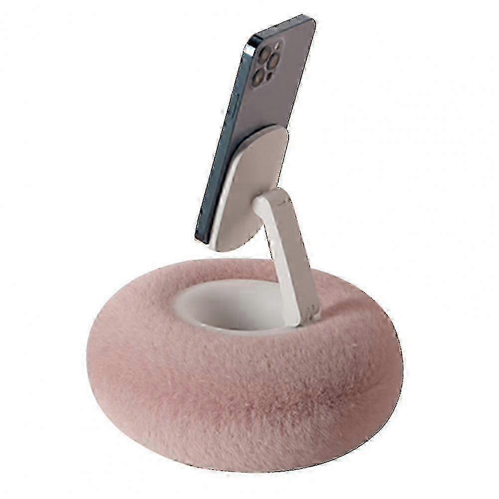 Adjustable Plush Phone Stand Pillow for Bed, Sofa & Desktop - Portable Holder in Pink
