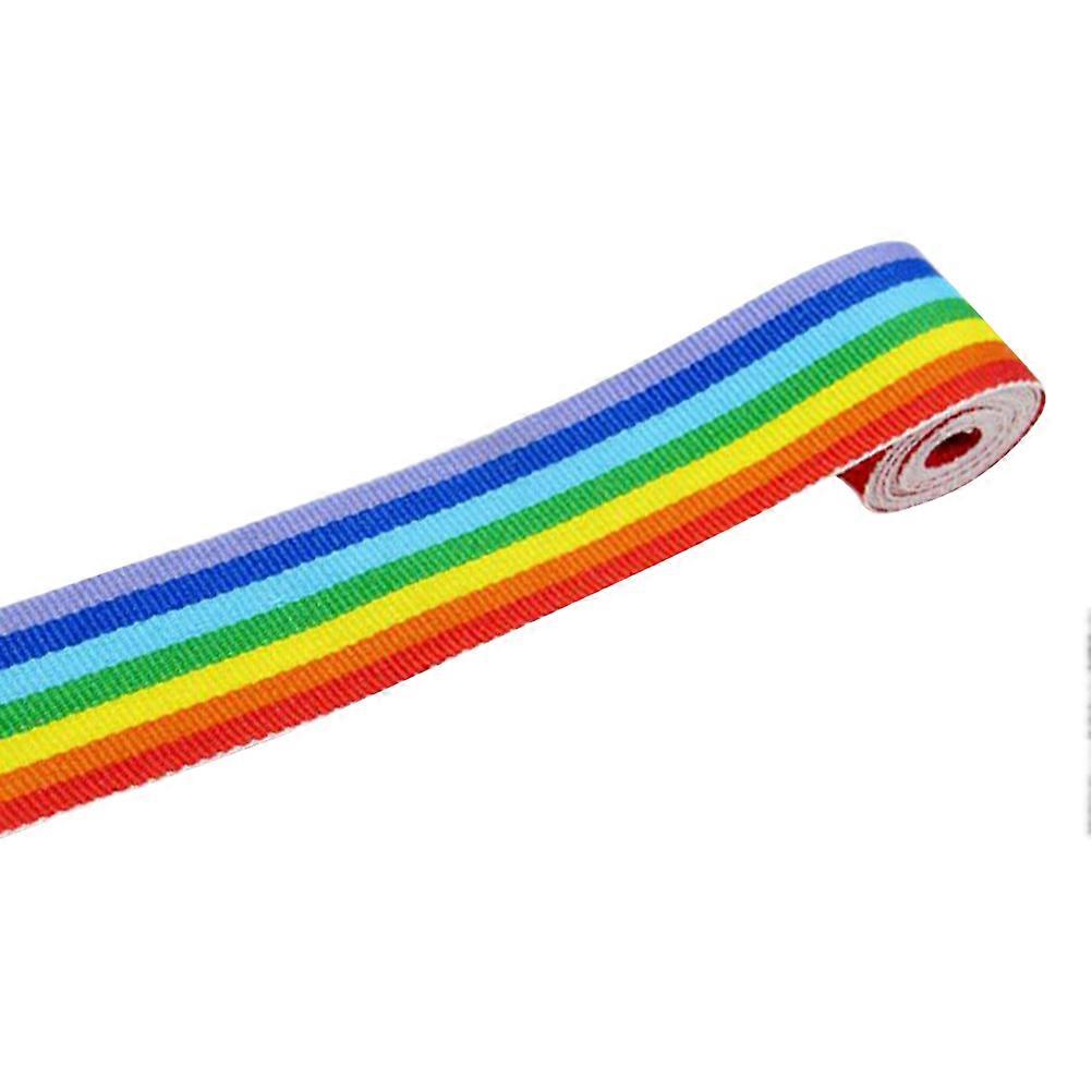 1 Roll 25cm 50 Yards Colorful Rainbow Pattern Polyester Imitation Plain Weave Ribbon Lanyard Belt for Backpacks Clothing