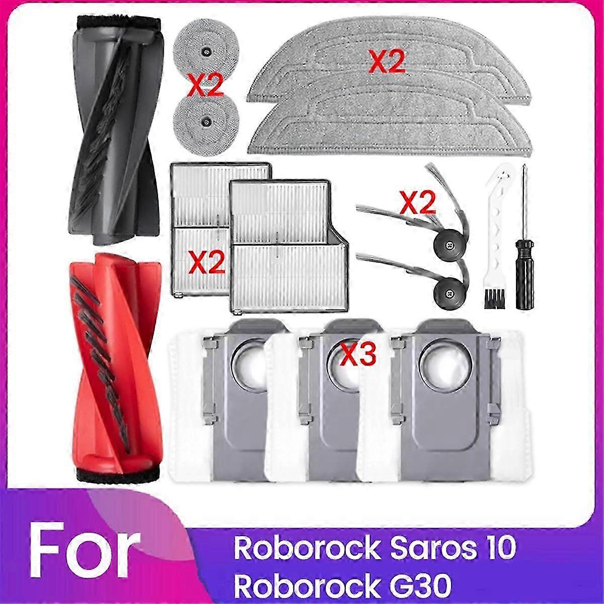 15PCS compatible Roborock Saros 10 / G30 Robot Vacuum Cleaner Replacement Kit Main Side Brush HEPA Filters-jc