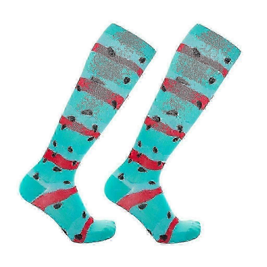 Cotton compression socks, 1 pair, with multiple patterns to promote blood circulation, suitable for people who sit for long periods