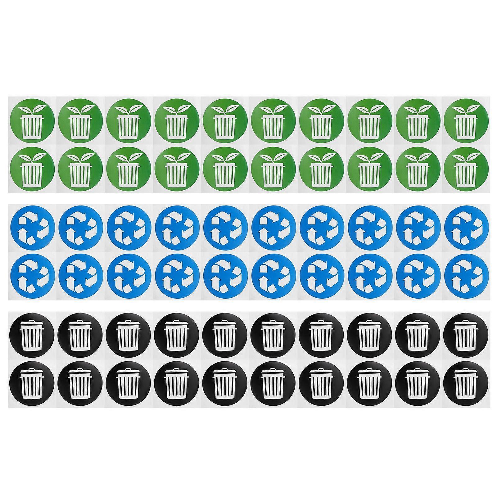 60Pcs/Set Circular Garbage Collection Identification Recycle Decal Dustbin Sticker