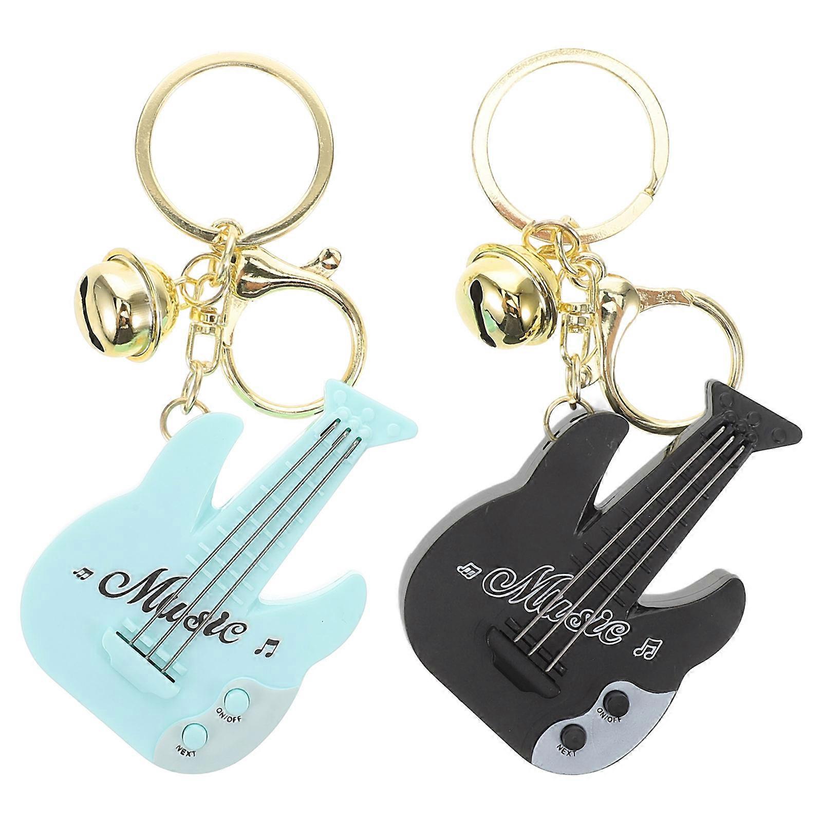 2Pcs Multi Guitar Keychain Pendant for Decoration with Durable Plastic and Electronic Design