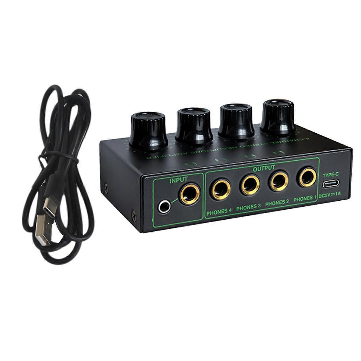 4 Channel Low Noise Stereo Audio Amplifier Professional Headphone Amplifier for Sound Mixer PC Guitar SET 1