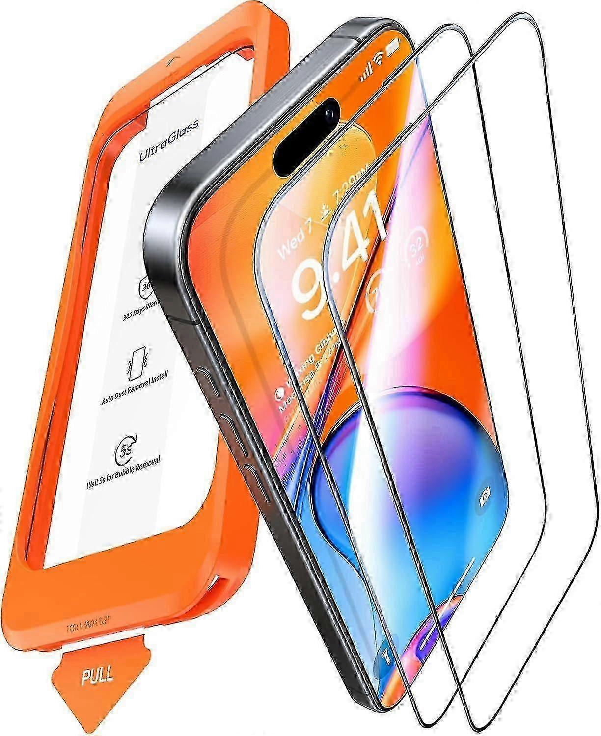 UltraGlass Unbreakable 9H+ Tempered Glass Screen Protector for 16 Pro 6.3" Full Coverage 2 Pack Longest Durable