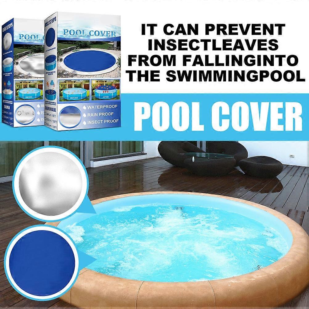 Round Pool Solar Cover 8FT/10FT Silver Blue Dustproof Rainproof