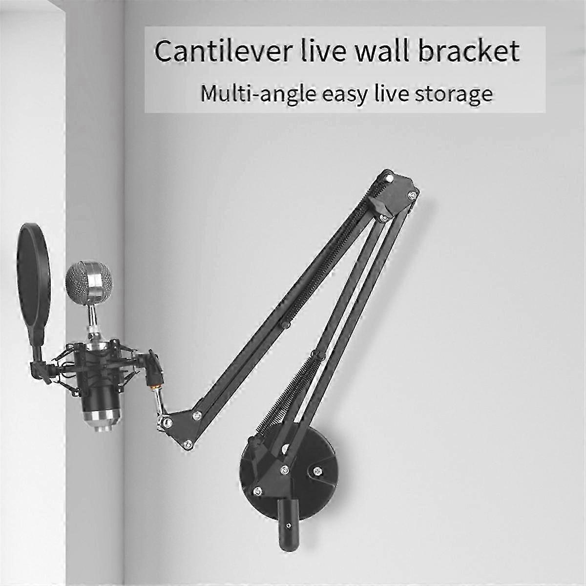 Adjustable Wall-Mounted Microphone Bracket with Fixed Base and Punching Holes - Universal Microphone Support