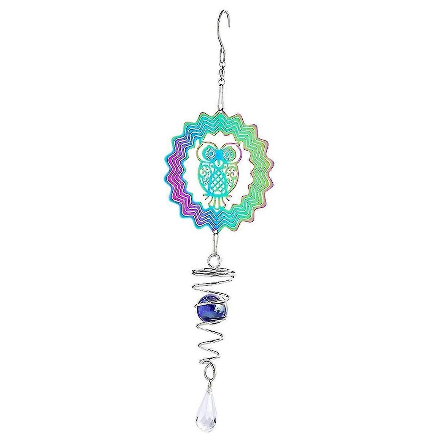 Kinetic Gradient Color Wind Spinner Sculpture 3D Wind Chimes Sun Catcher Gazing Ball Spiral Tail Sta
