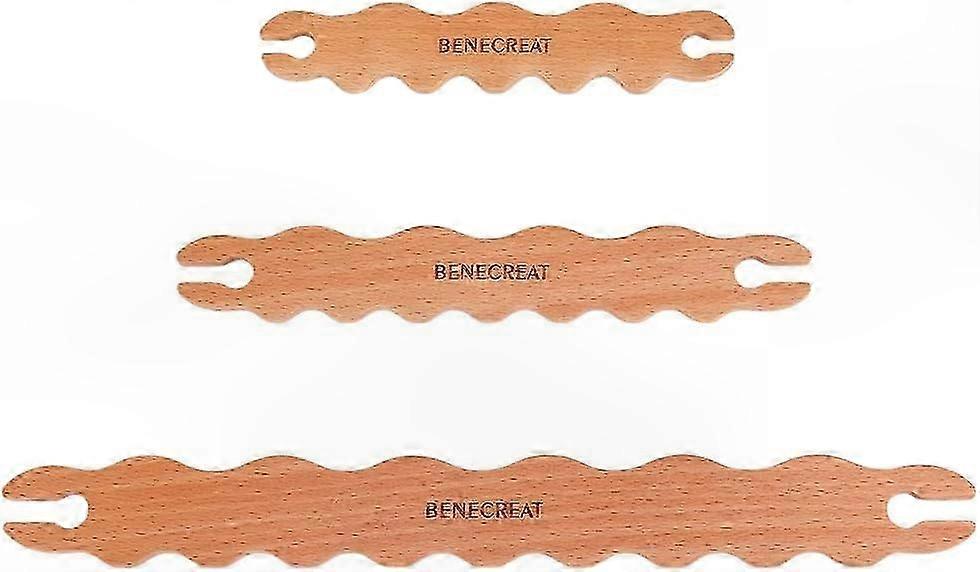 3Pcs Wooden Weaving Shuttles Wavy Stick Beech Craft Tool for Knitting Projects 5.9/7.68/11.6 Inch