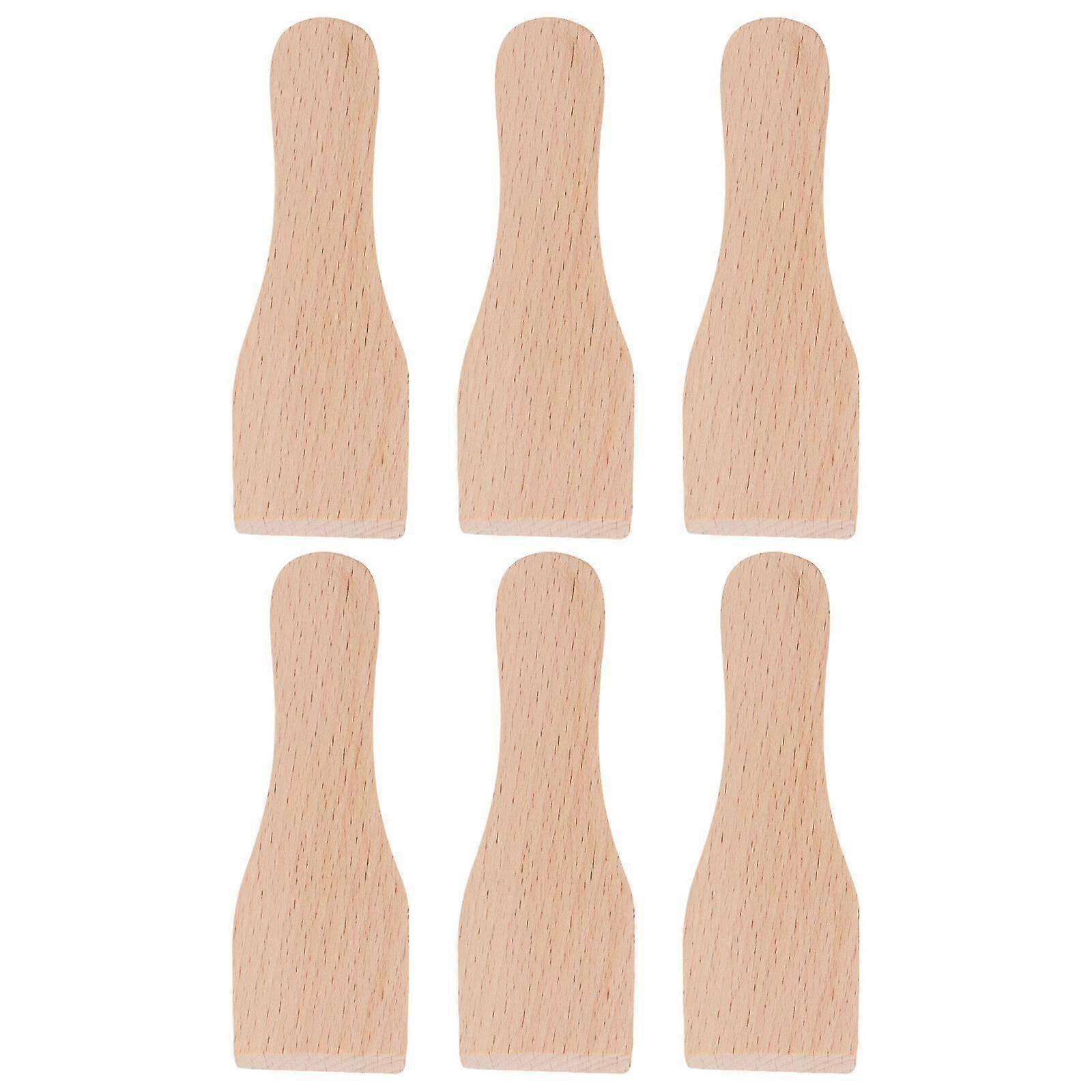 6pcs Petite Spatule en bois Multi-usage Gratteur de bois Spatule de cuisson résistante à la chaleur