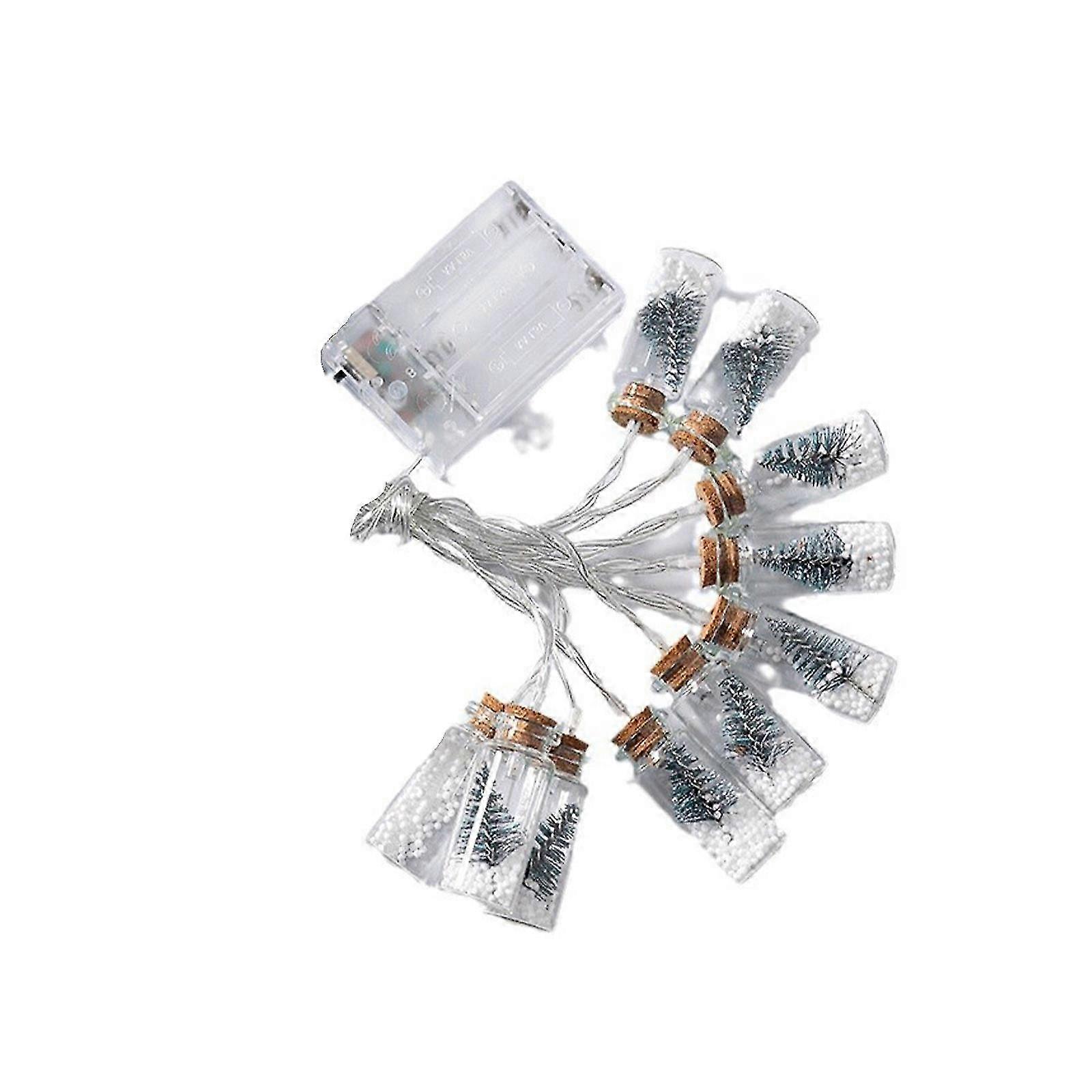 New and Improved Title: "Green Christmas Decoration Light String with Warm LED Wishes - Miniature Wishing Bottle Design for Indoor and Outdoor Use