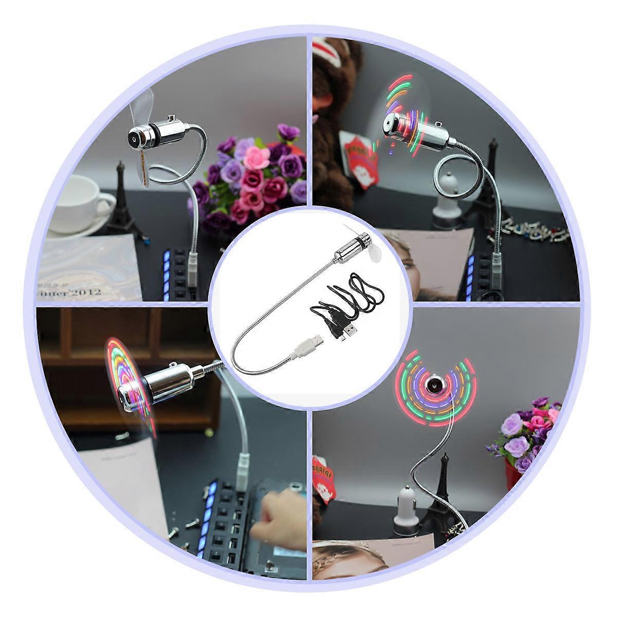USB Fan Flexible Mini Cooling Fan for Desktop with LED