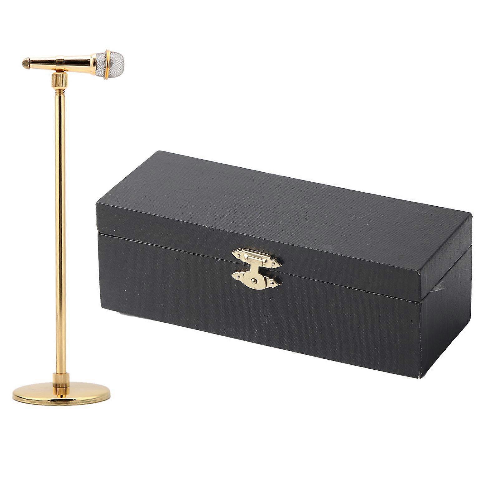 Copper Gold plated Microphone Model Microphone Crafts Ornaments Musical Instrument Model