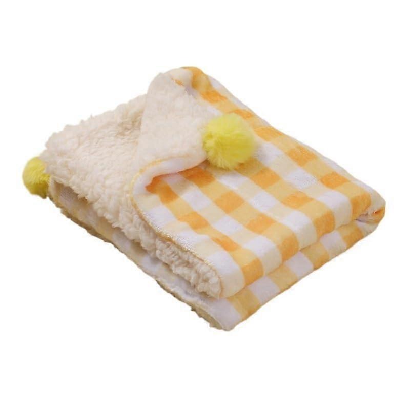 Washable Pet Nest Mat Cat Litter Mat Autumn Winter Warm Plaid Carpet 55x45 Cm Yellow Super Soft