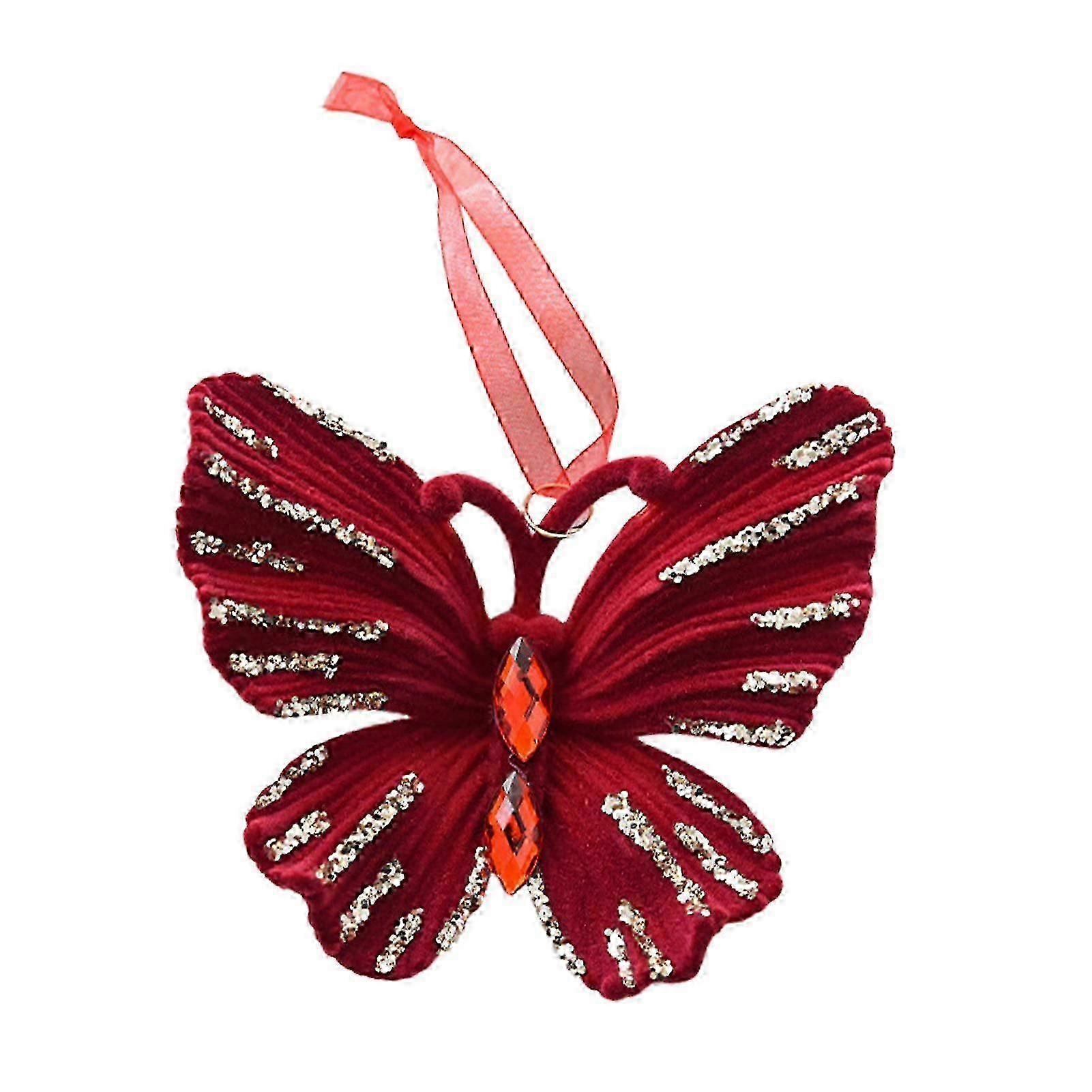 1Pc/2Pcs Christmas Ornaments Velvet Flocked Snowflake Reindeer Bow Pendant Xmas Tree Hanging Decoration for Window Tree Wall Home Decor Qinghai
