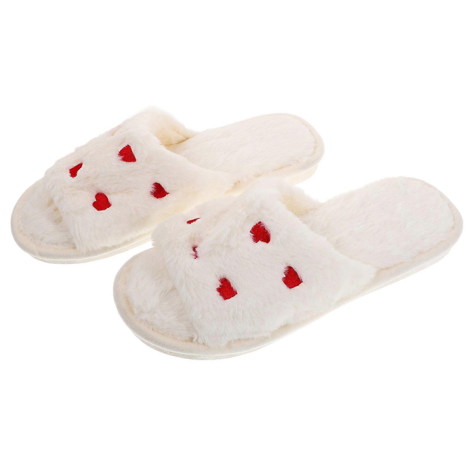Plush Slippers Open Toe Cute Plush House Slippers 1Pair
