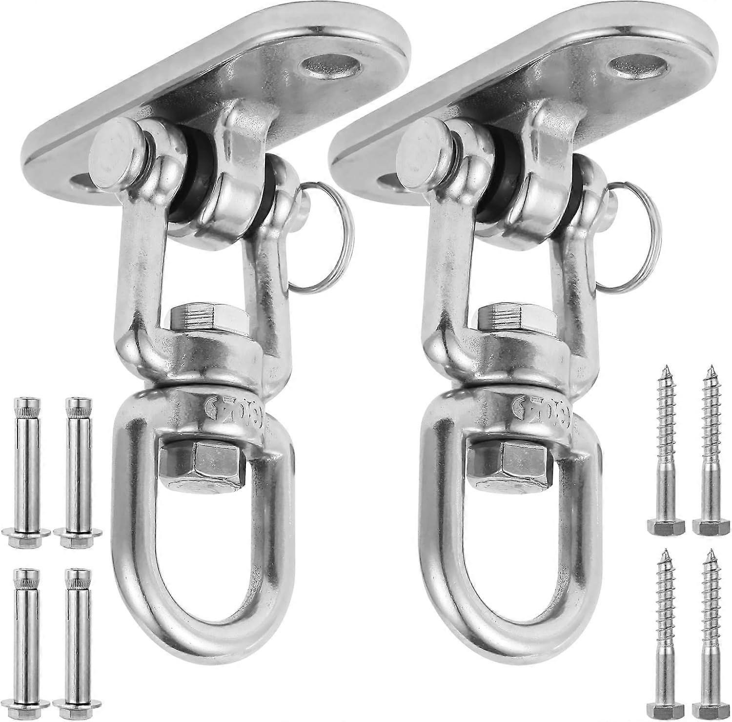 2Pcs Load Capacity 304 Stainless Steel Swing Bracket Porch Swing Hanging Kit 180C Front and Back Rotation & 360C Rotation for Swing Set Accessories, P