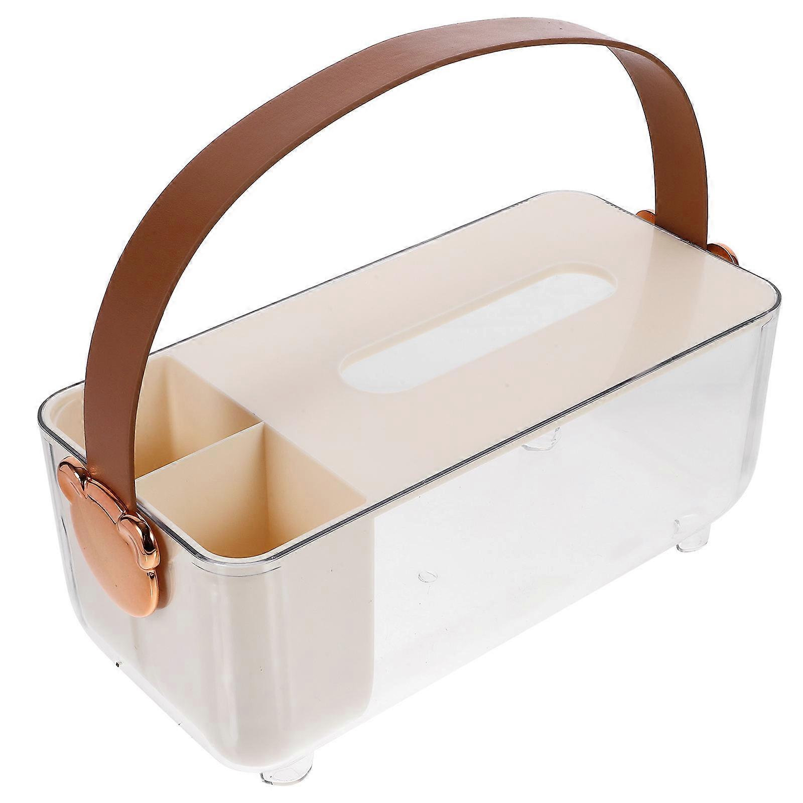 Bathroom Tissue Box Napkin Dispenser for Restaurant Use 10.2×5.3×4.3in PET Material Portable with Handle 1Set