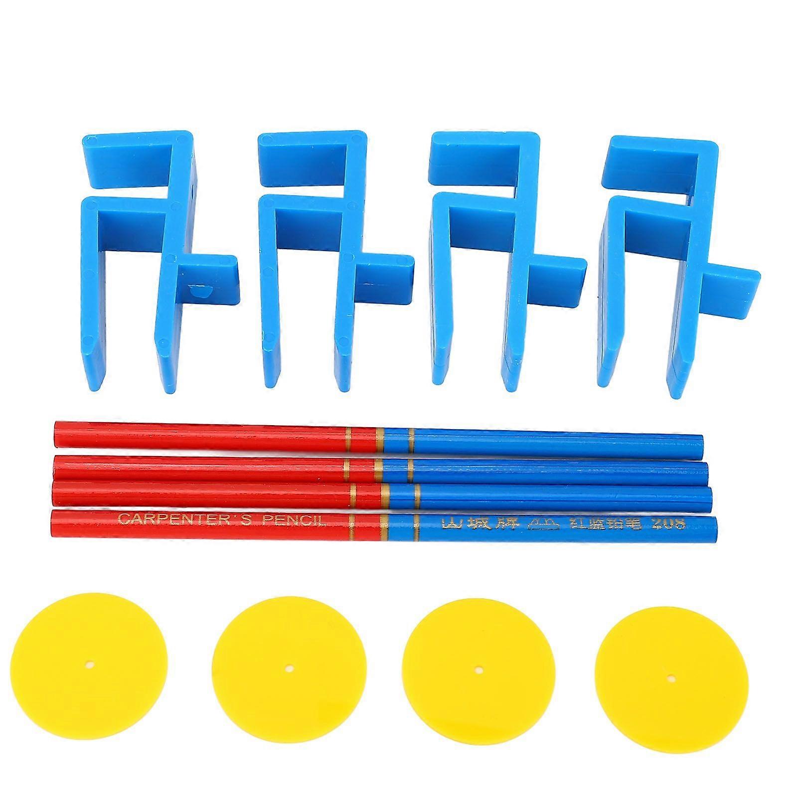 4PCS Furniture Panel Clamps with 4 Pencils 4 Round Pieces Woodworking Jig Set for Scribing Filler Toe Kicking Ceiling