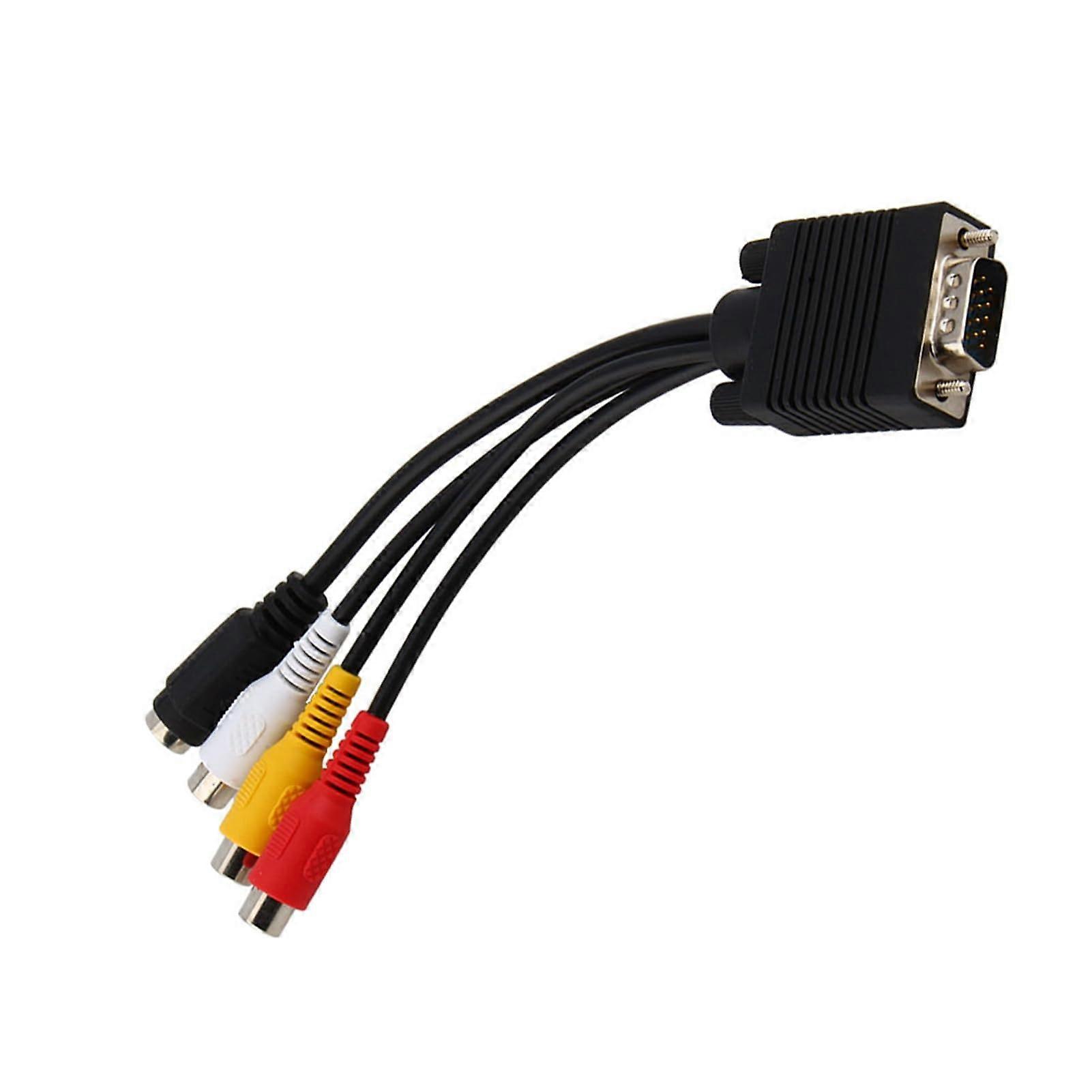 VGA To AV Adapter Cable With Composite Jack For PC And Laptop 15Pin Video Connections White