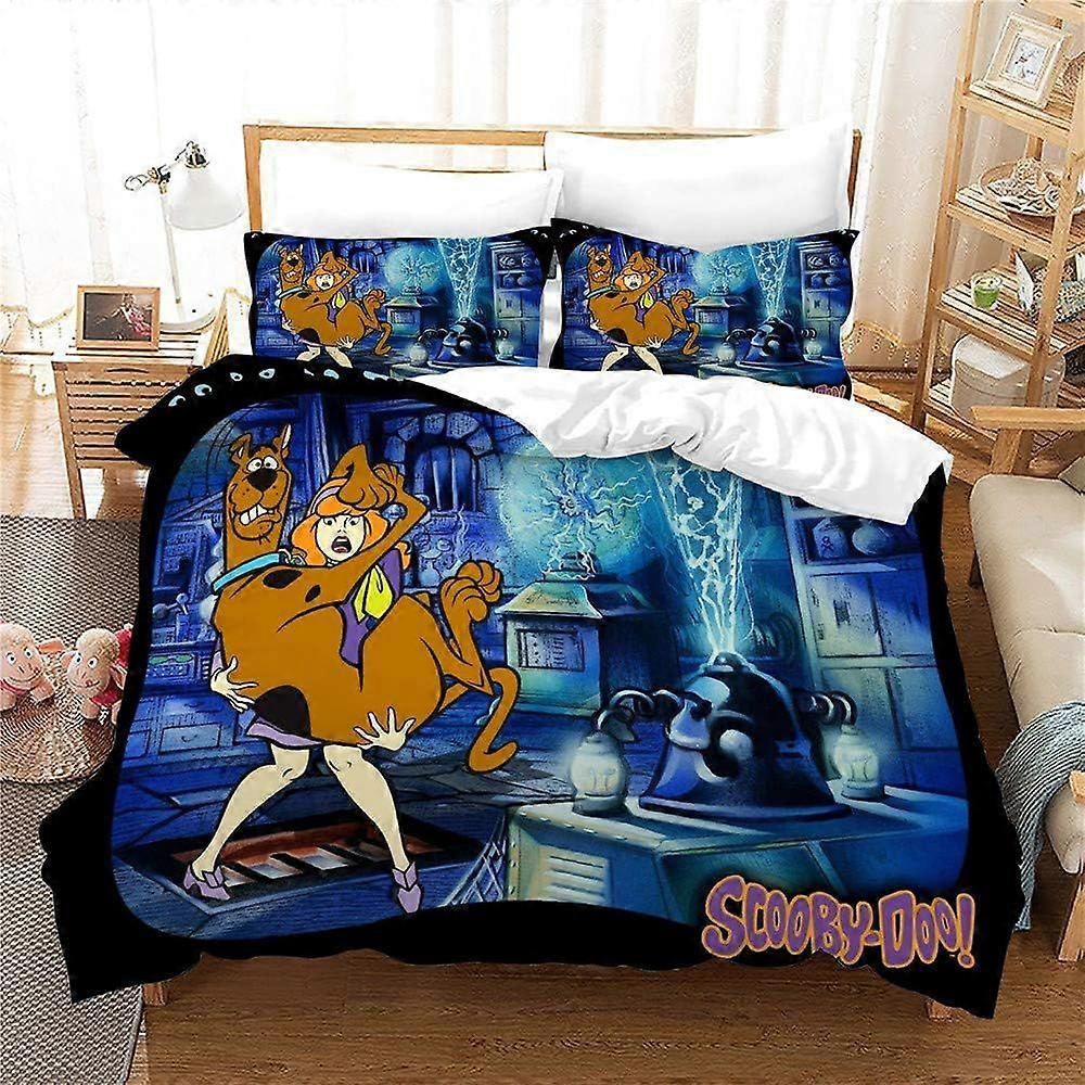 i611 NICHIYO Scooby DOO Bed Linen Set - Duvet Cover and Pillowcase, Microfibre, 3D Digital Print Three-Piece Bedding (Duvet Cover + Pillowcases) u611