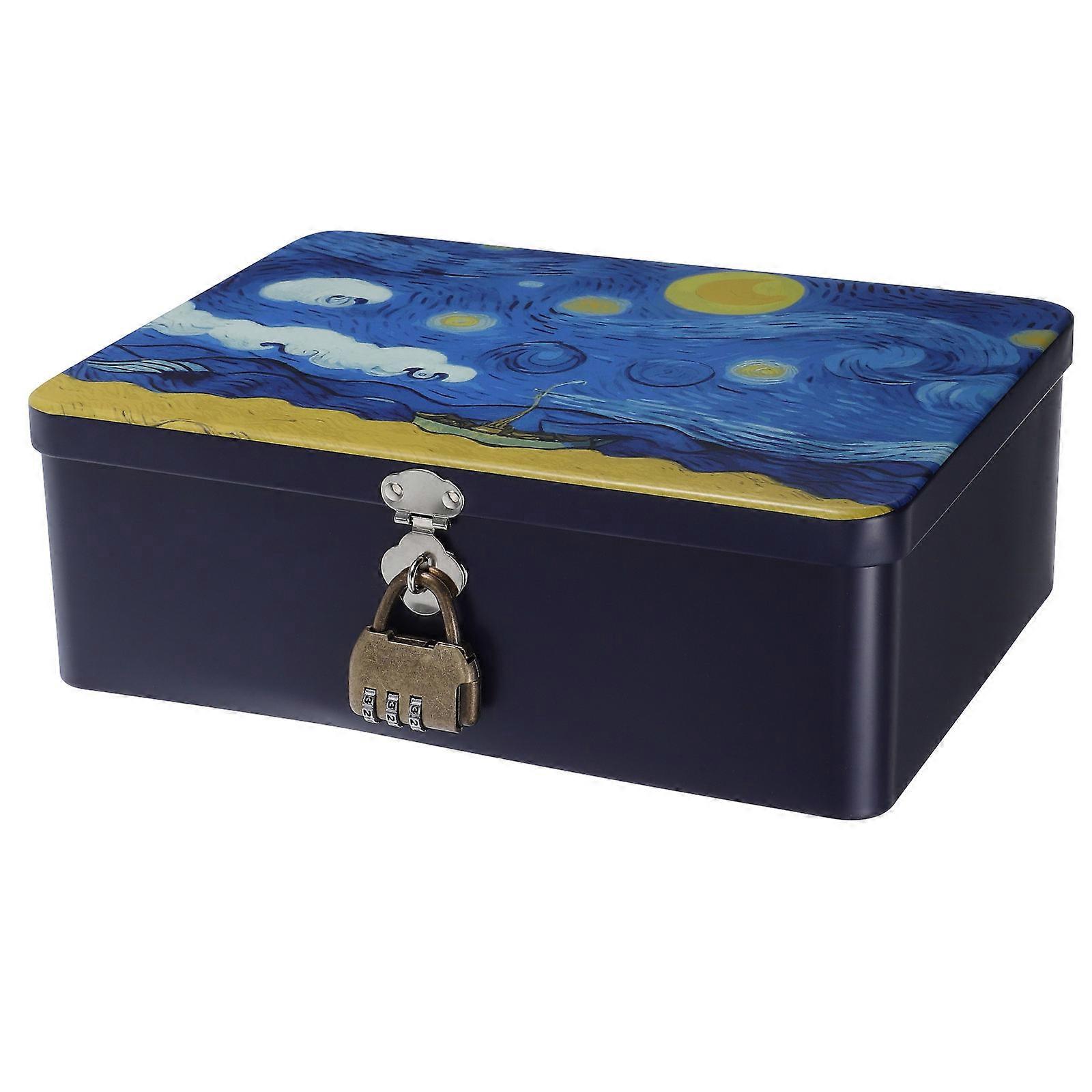Lockable Tinplate Storage Box with Padlock for Storing Treasured Items