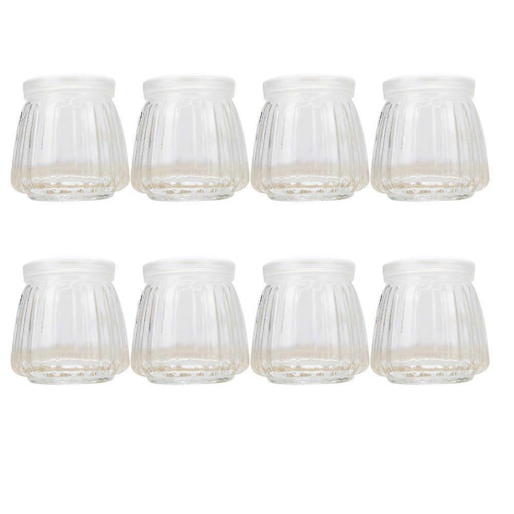 Dessert Cups Vertical Striped Pudding Bottle Glass for Dessert Use 8Pcs