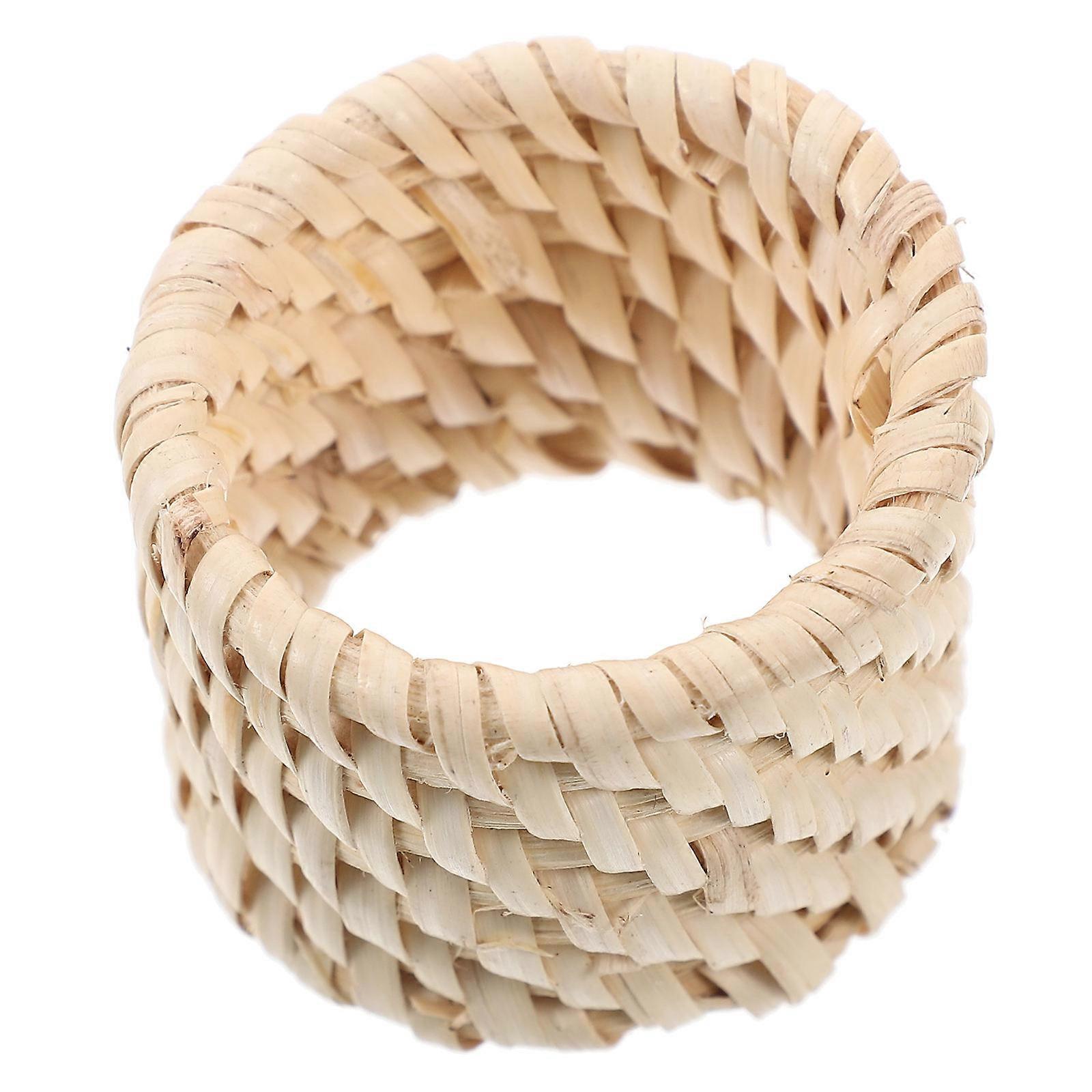 Decorative Napkin Holders Woven Rings for Table Setting 5Pcs Beige