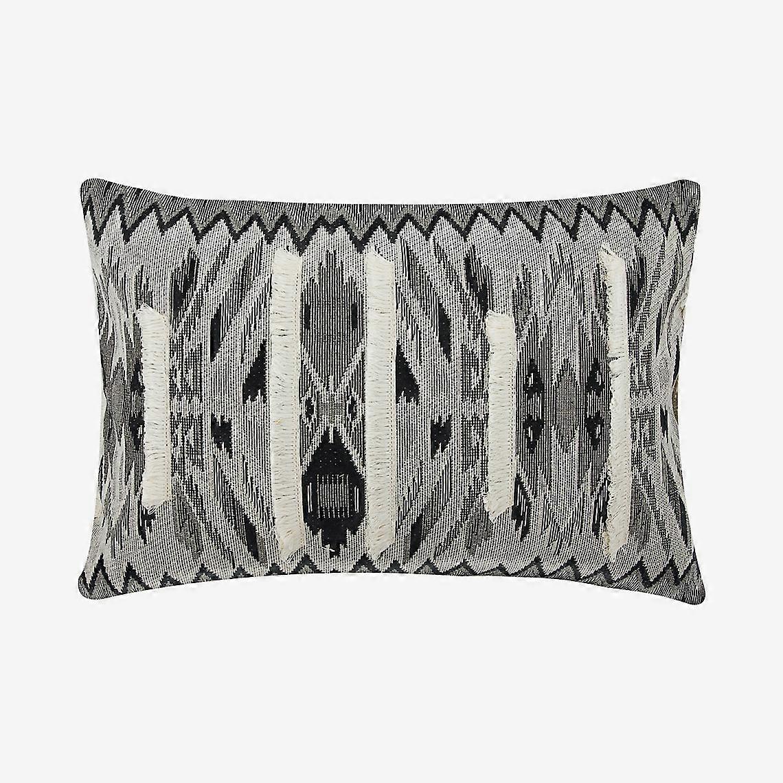 Grey 12"x18" Linen Sofa Pillow Case, Abstract Lace Design, Moroccan Pattern Contemporary Style - Compatible with 30x45 cm
