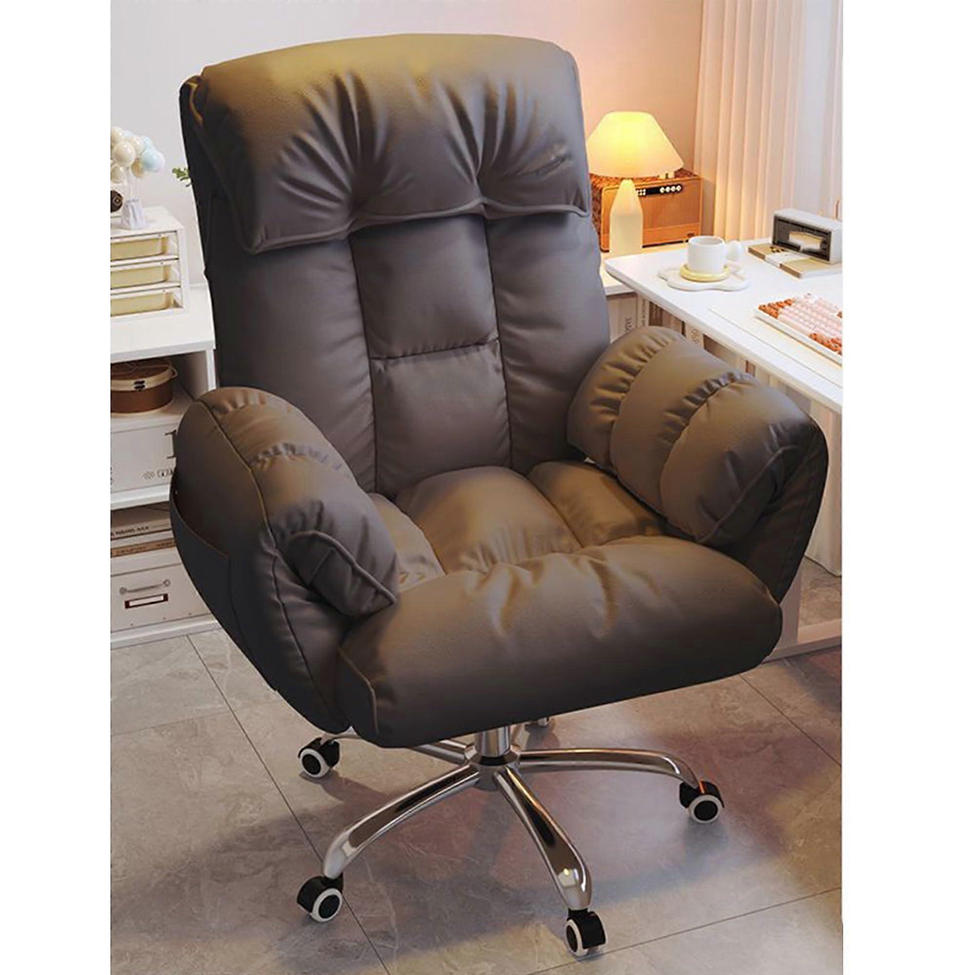 Modern Gaming Office Computer Desk Rocking Gamer PC Chair Side Pocket Adjustable Backrest Footrest Grey A For Home Office
