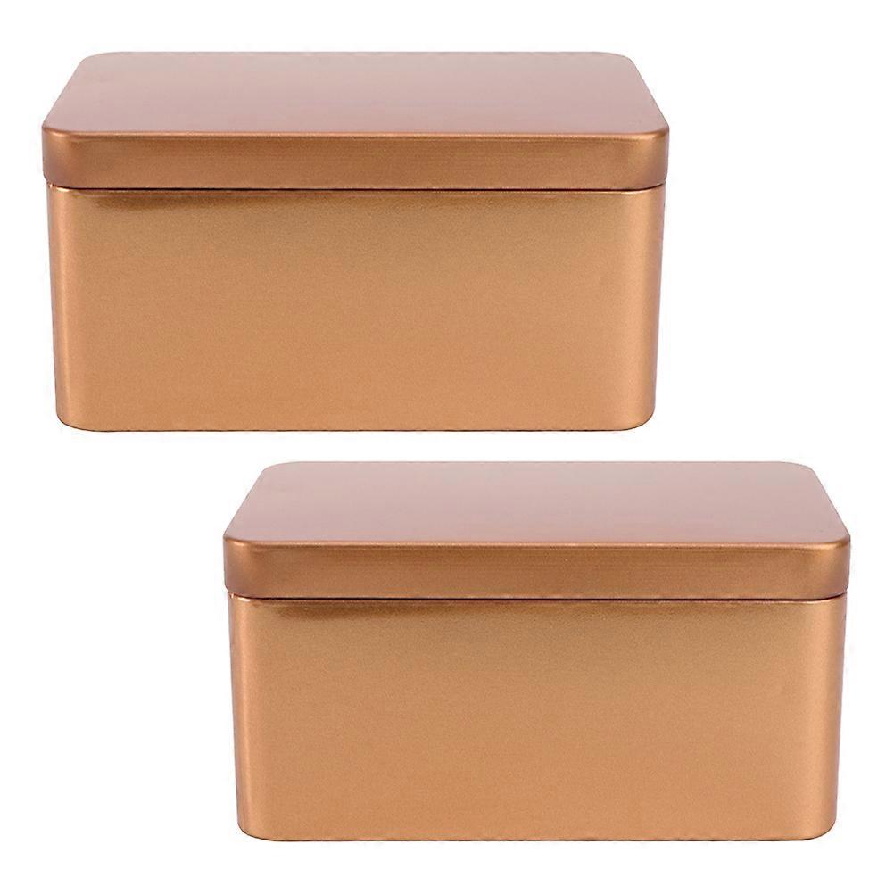 Rectangular Golden Tea Box for Household Storage and Packaging 4Pcs