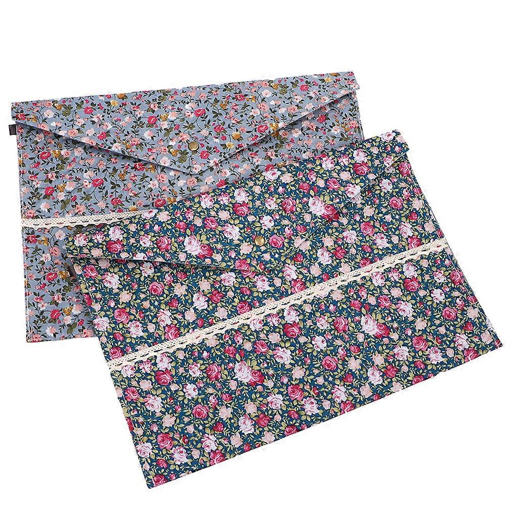 Plush Floral Document Storage Organizer Dark Blue File Organization For Office Use 8Pcs