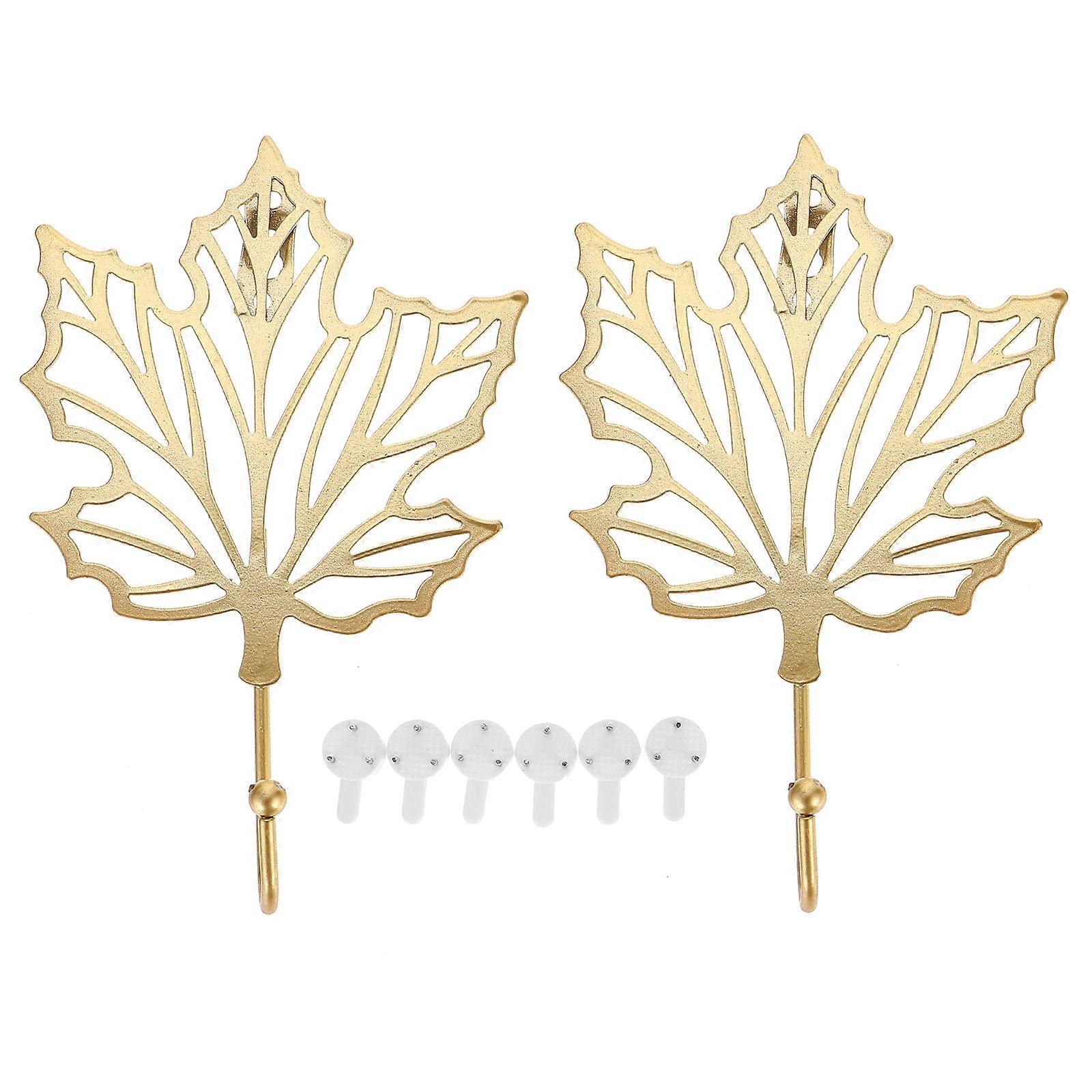 Sundries Organizer Leaf Shape Wall Hook for Clothes 6Pcs Nordic Style Golden