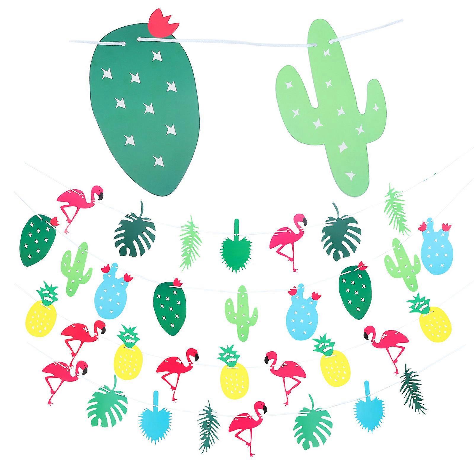 Happy Hanging Banner 20 Sheets Hawaiian Party Decoration Rectangular Assorted Color Tropical Design