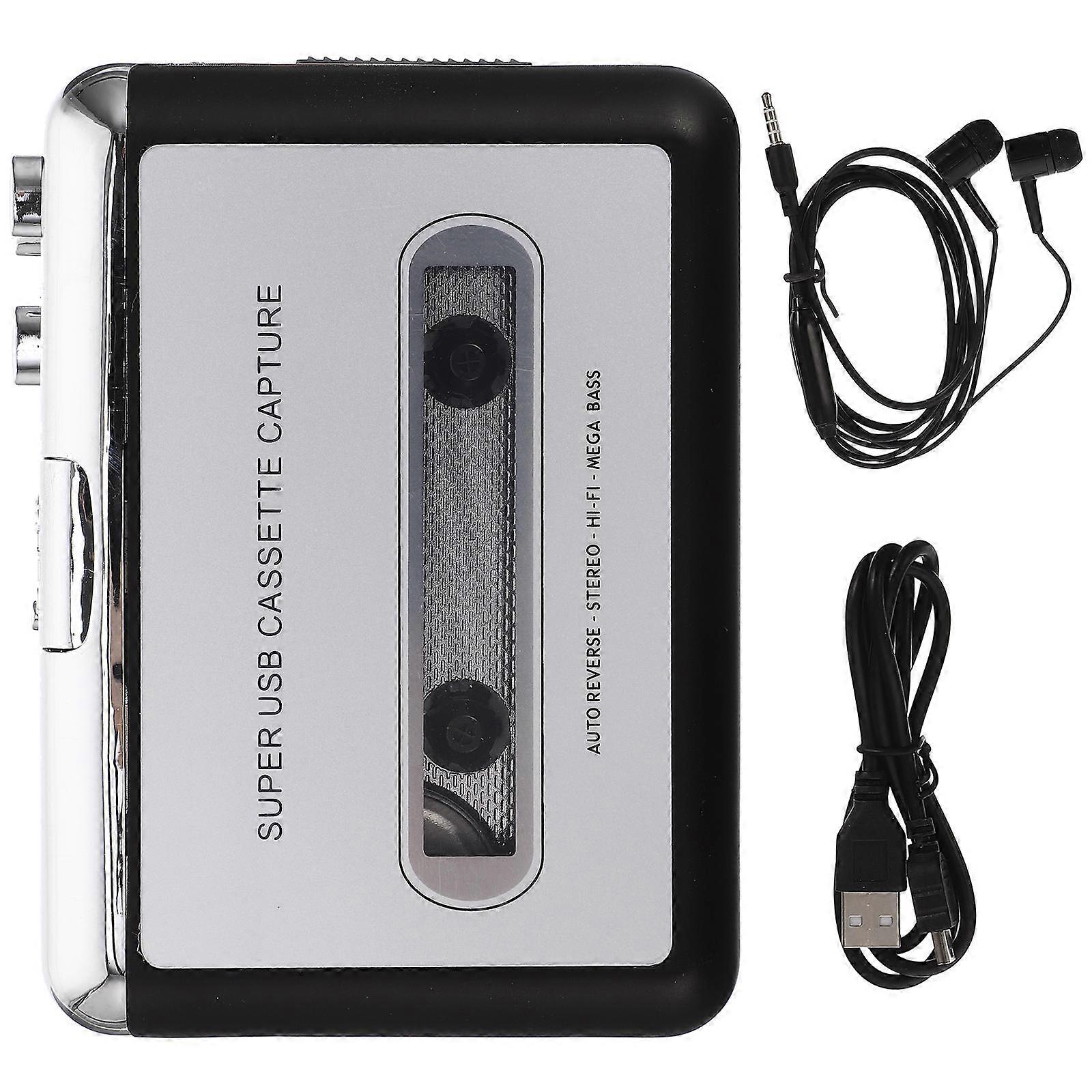 Cassette Player Portable Cassette Tape Transverter For Car Use Silver Compact Tape Conversion Software 1Set