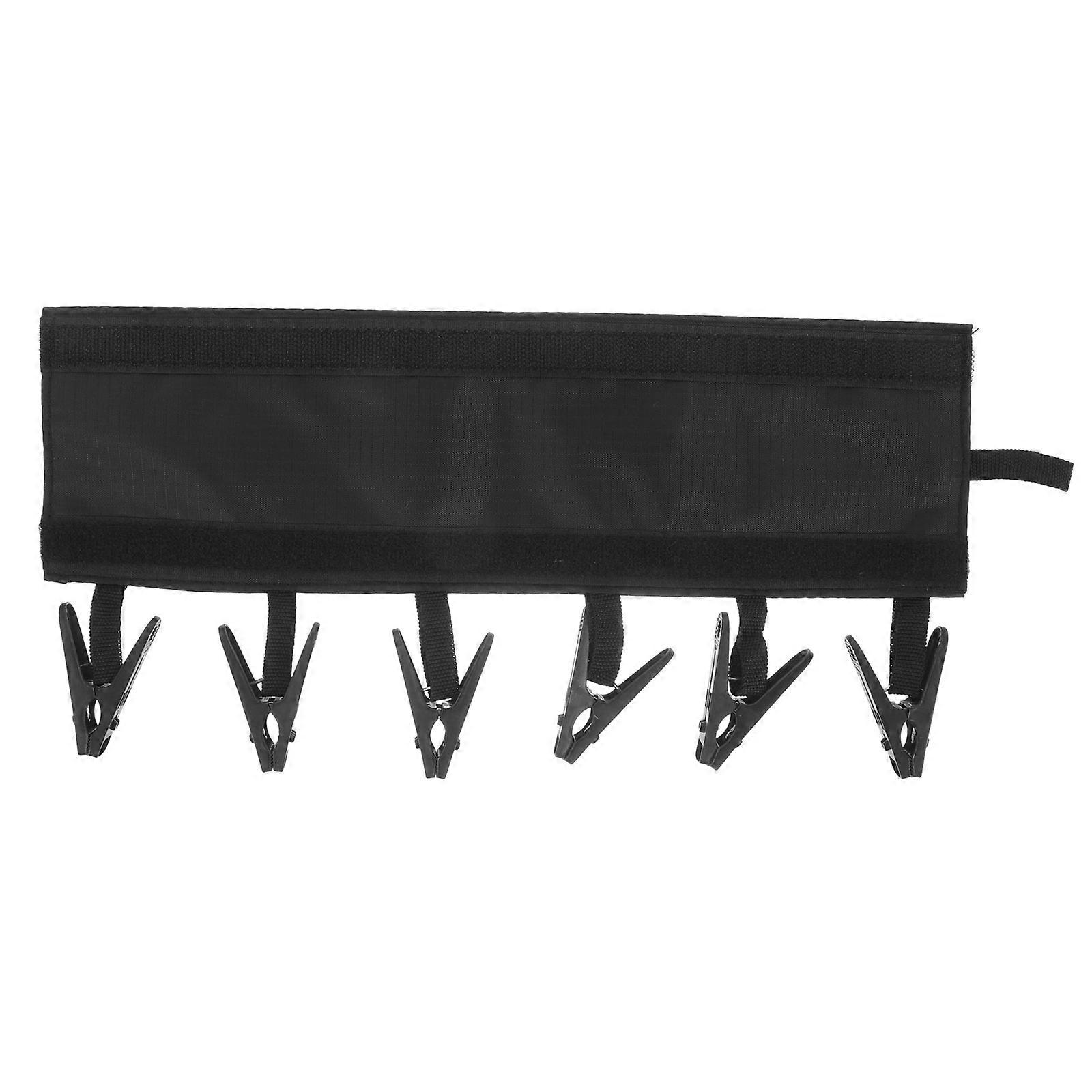 Cloth Hanger Rack Folding for Drying with 6 Clips Portable Black