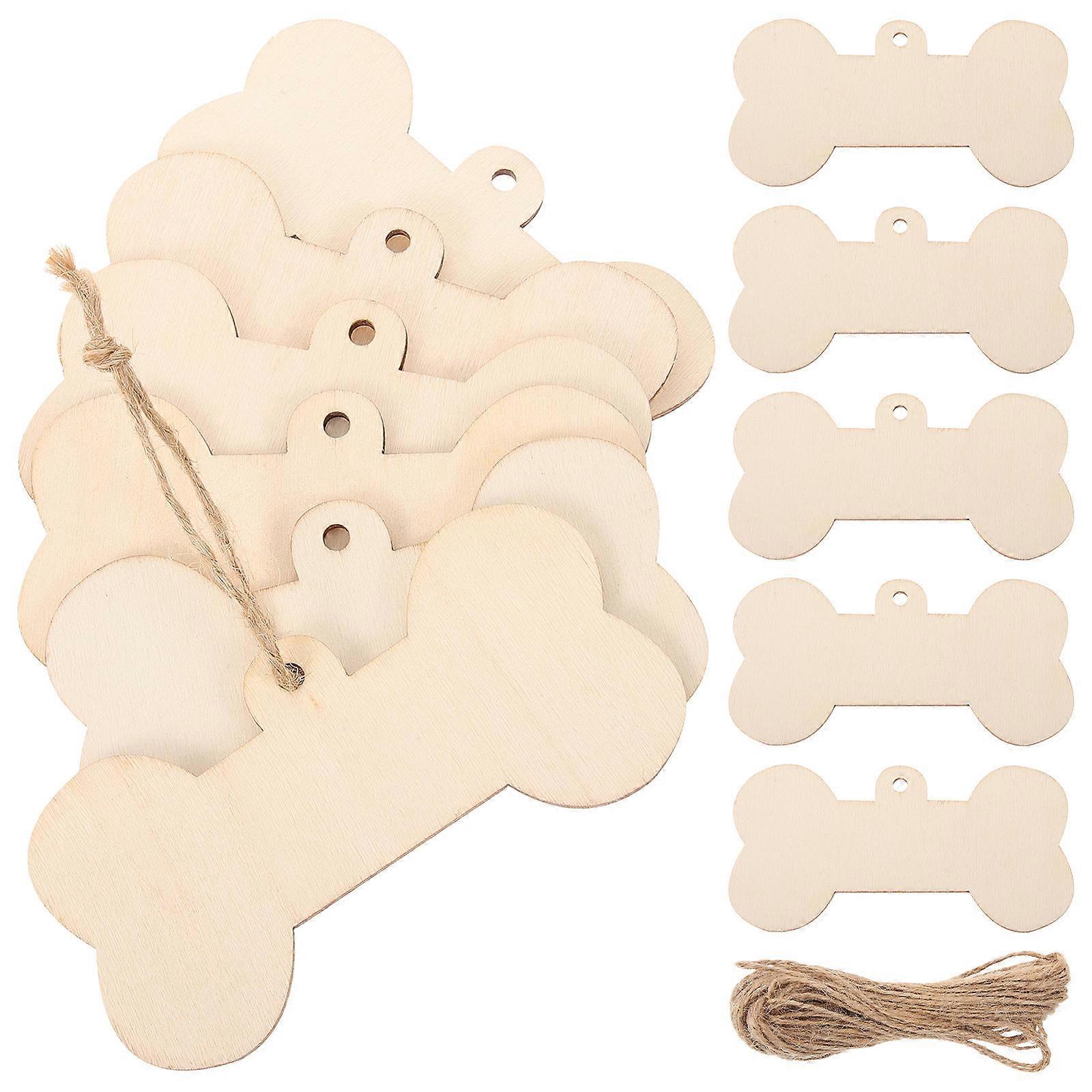 Creative DIY Tag Bone Shaped Wooden Cutouts for 2Sets Craft