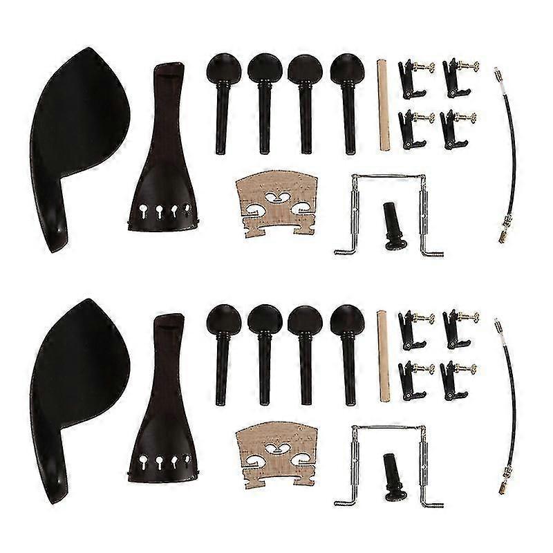2x 4/4 Ebony Violon Parties Tailpiece Pegs Chinrest Maple Bridge Set