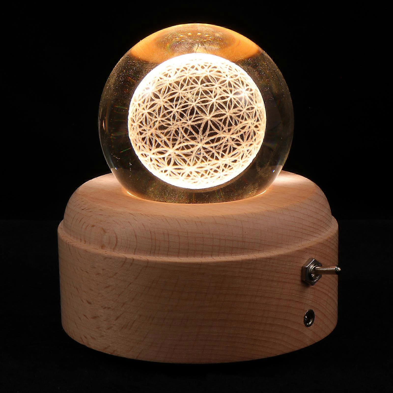 Yellow Small Crystal Ball Music Box with Projection Light 2Sets for Decor