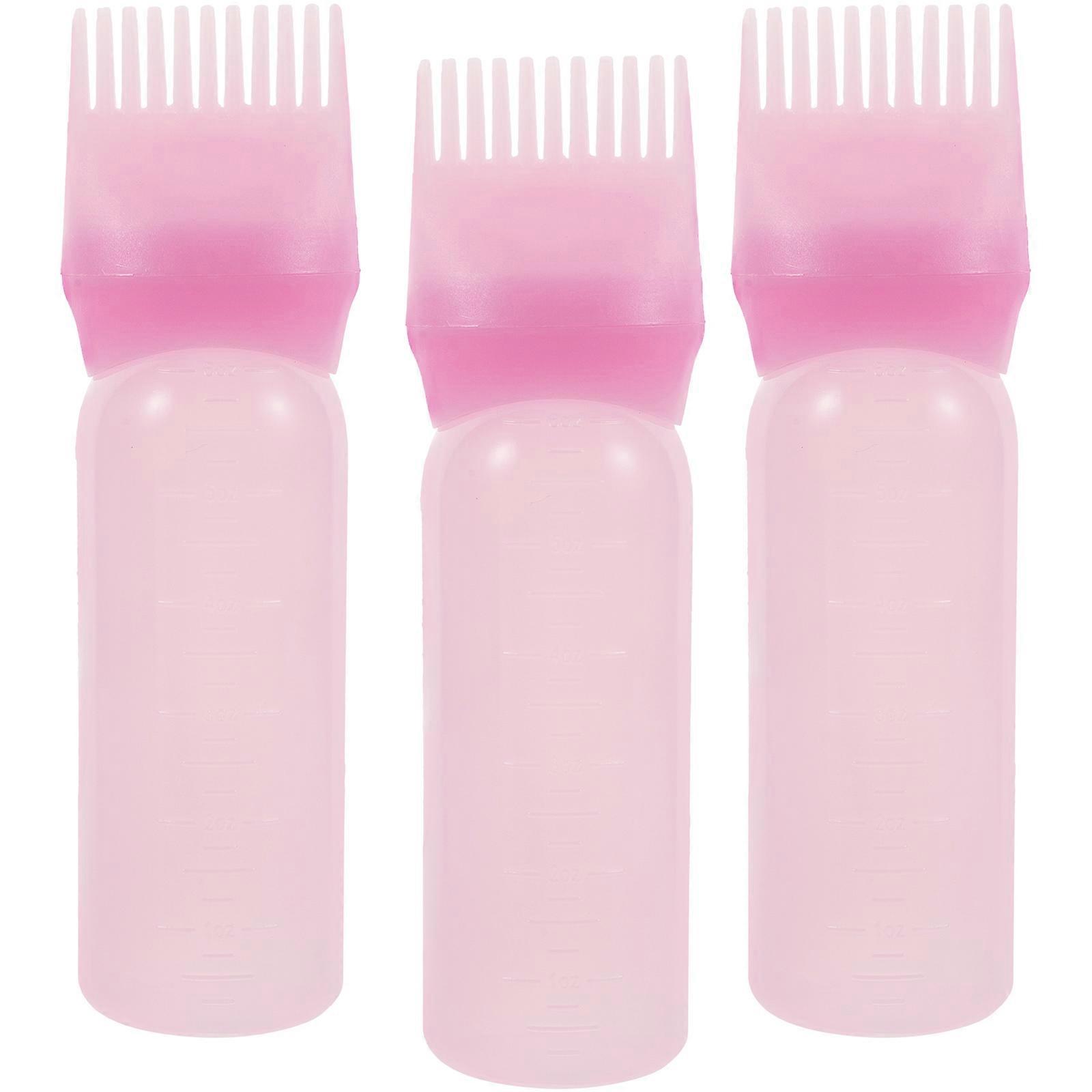 Root Comb Applicator Bottle for Hair Oil 9Pcs Pink Plastic Set