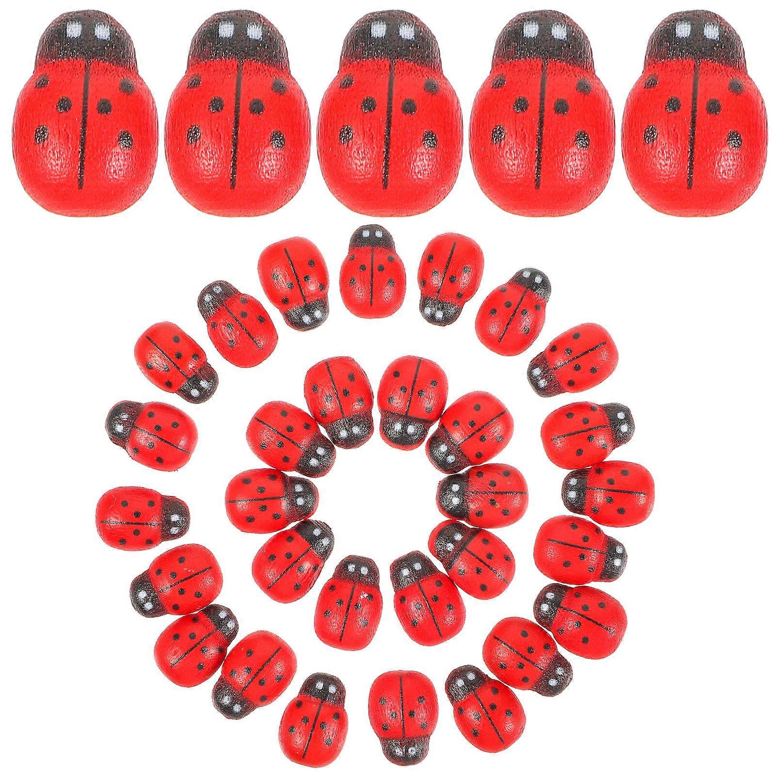 Simulation Design Mini Ladybug Garden Decor Perfect For Fairy Garden And Kids Activities Featuring A Bright Red Color And Sturdy Material 100Pcs