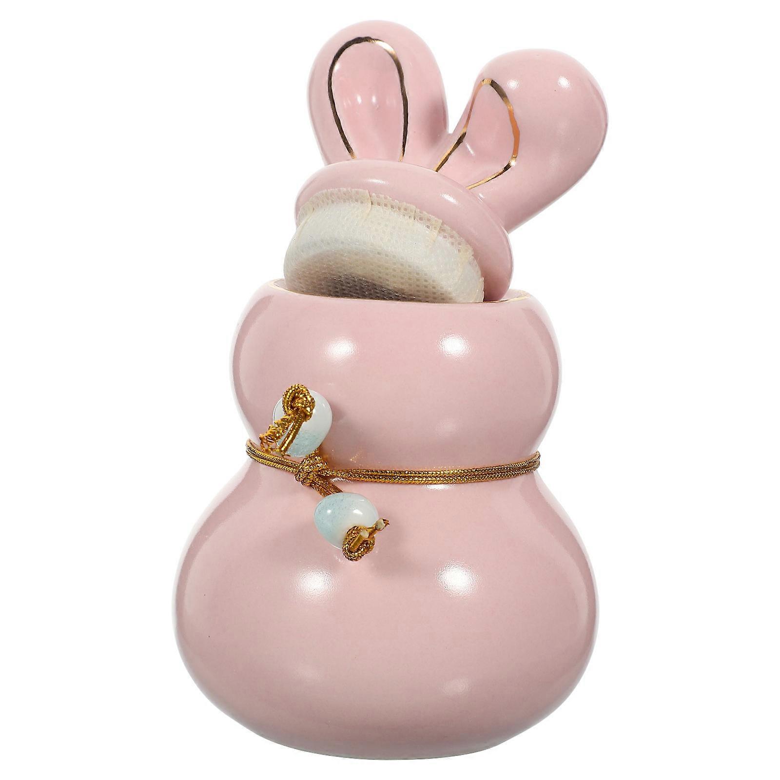 Ceramic Tea Canister 2Pcs Cute Bunny Storage Container For Kitchen And Pantry Retro Pink Rabbit Shape With Sealing Technology
