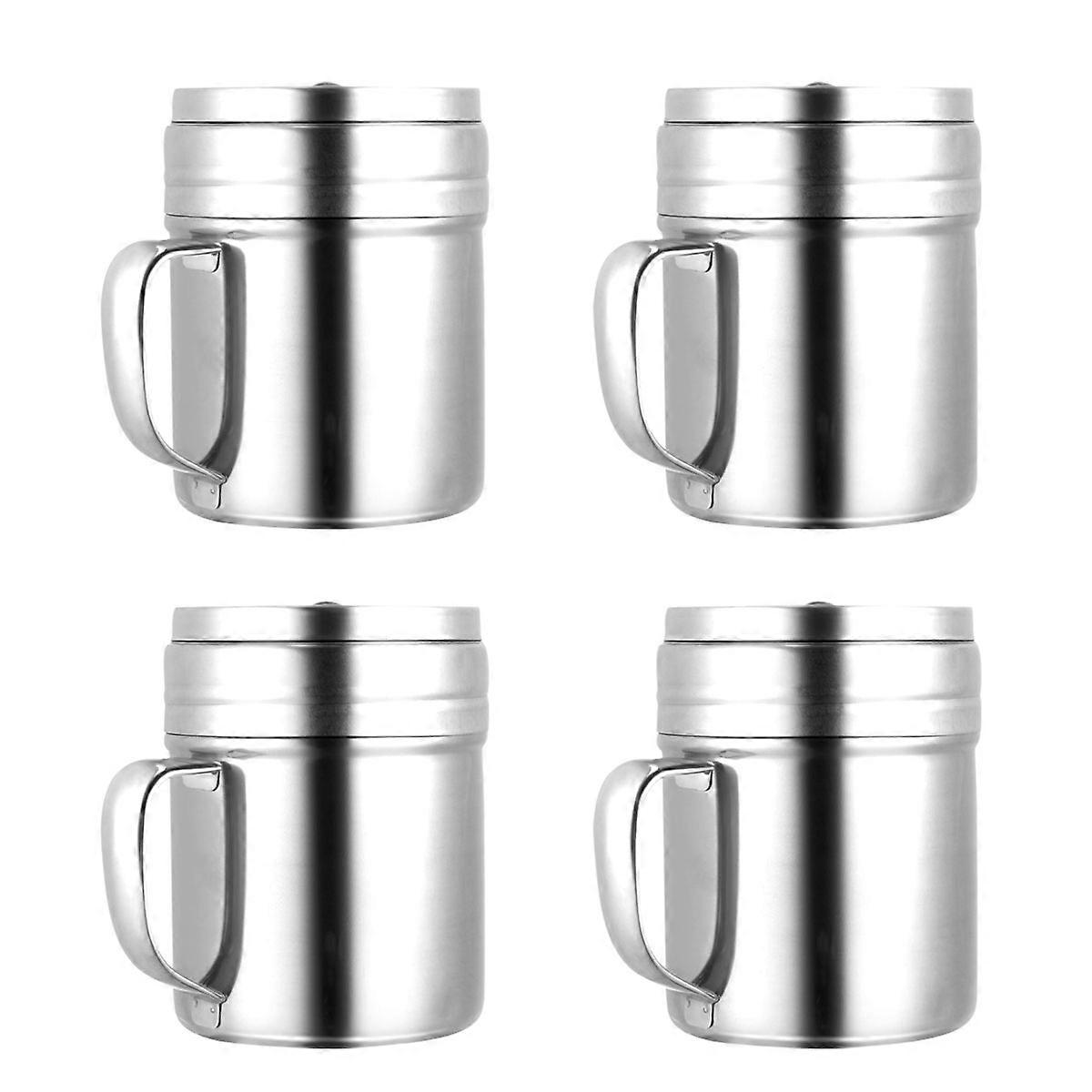 Silver Rustless Seasoning Boxes Rotatable Condiment Containers 4Pcs Set