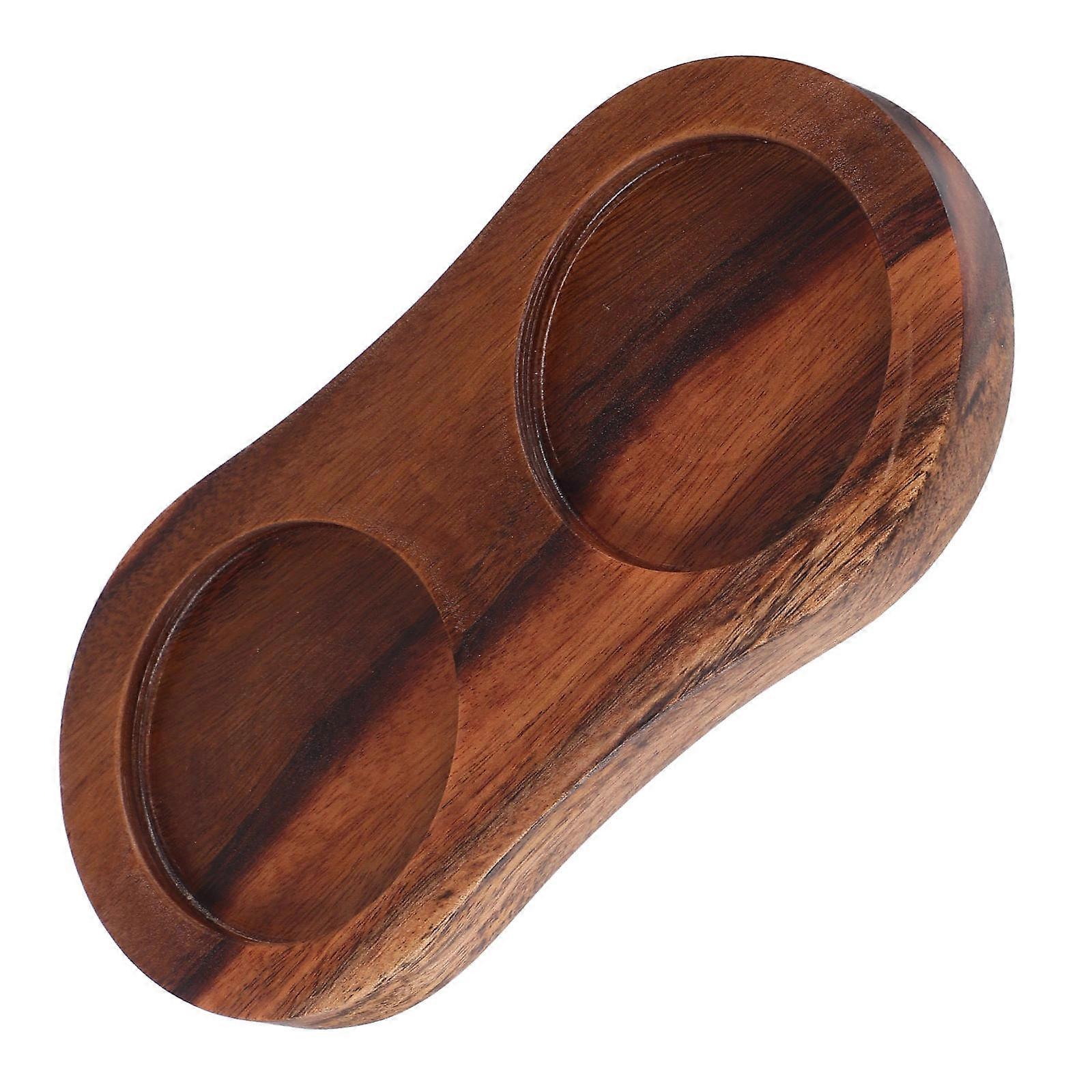 2 Slot Grinder Rest Wooden Spice Storage Holder For Salt And Pepper Bottles Classic Brown Stable Platform 1Pack