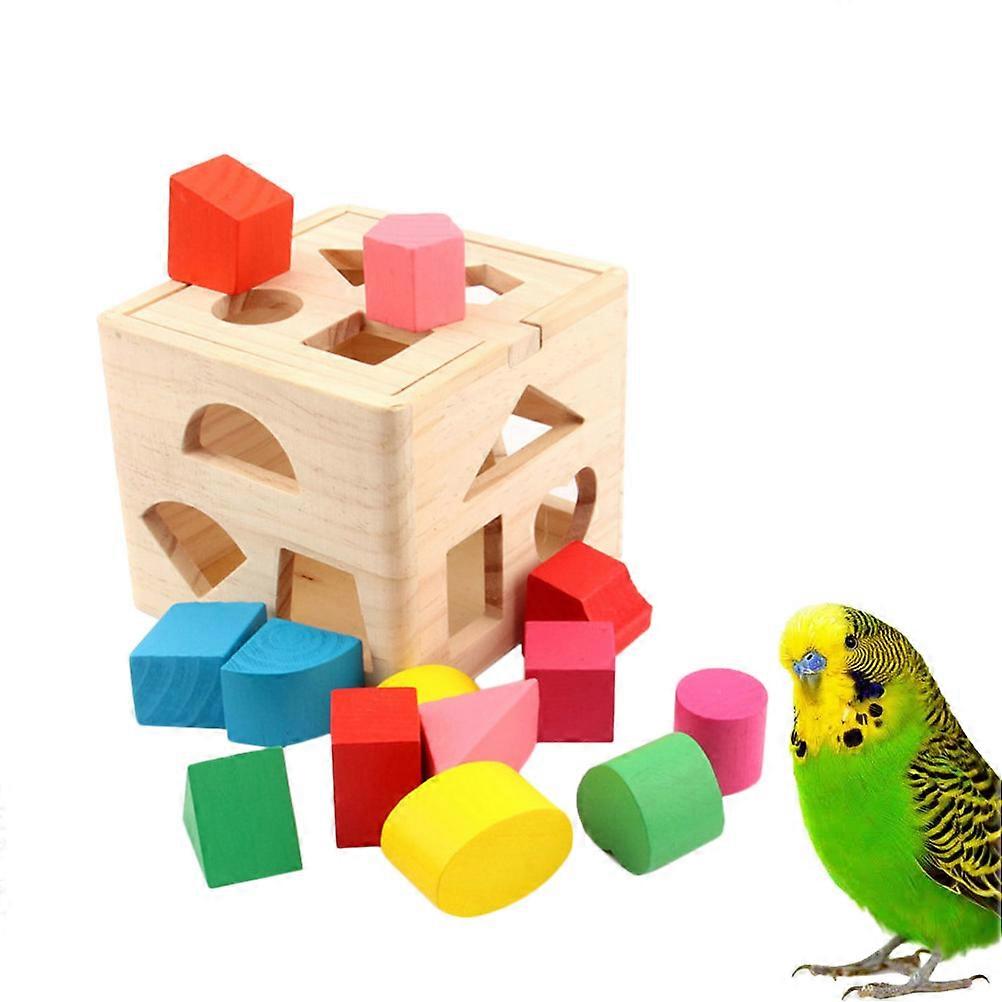 Bird Toss Block Wood Educational Toy for Parrot Playing 2Pcs